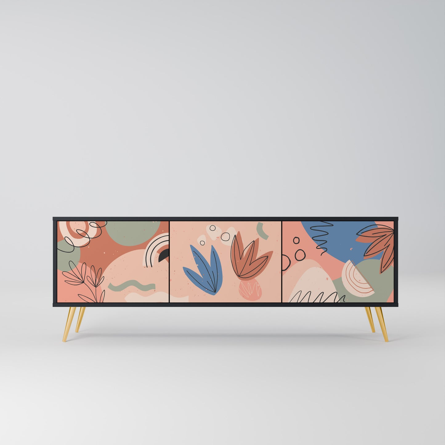 PASTEL DESTINY 3-dörrars TV-bänk i svart finish