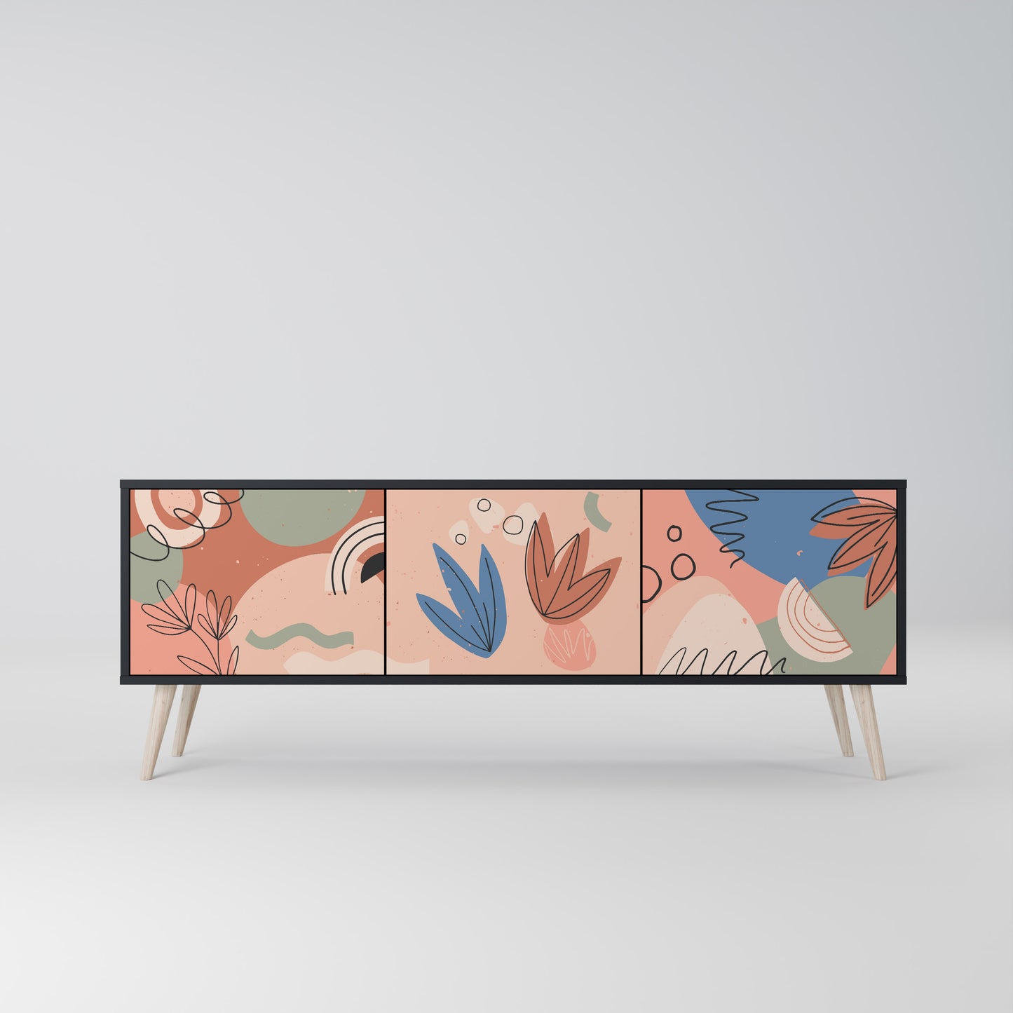 PASTEL DESTINY 3-dörrars TV-bänk i svart finish