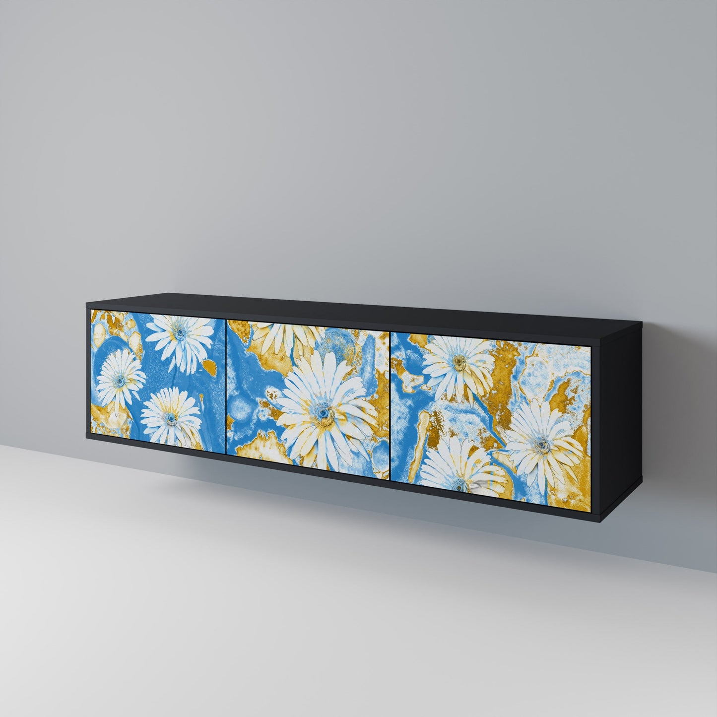 DAISY LUXE 3-dörrars TV-bänk i svart finish