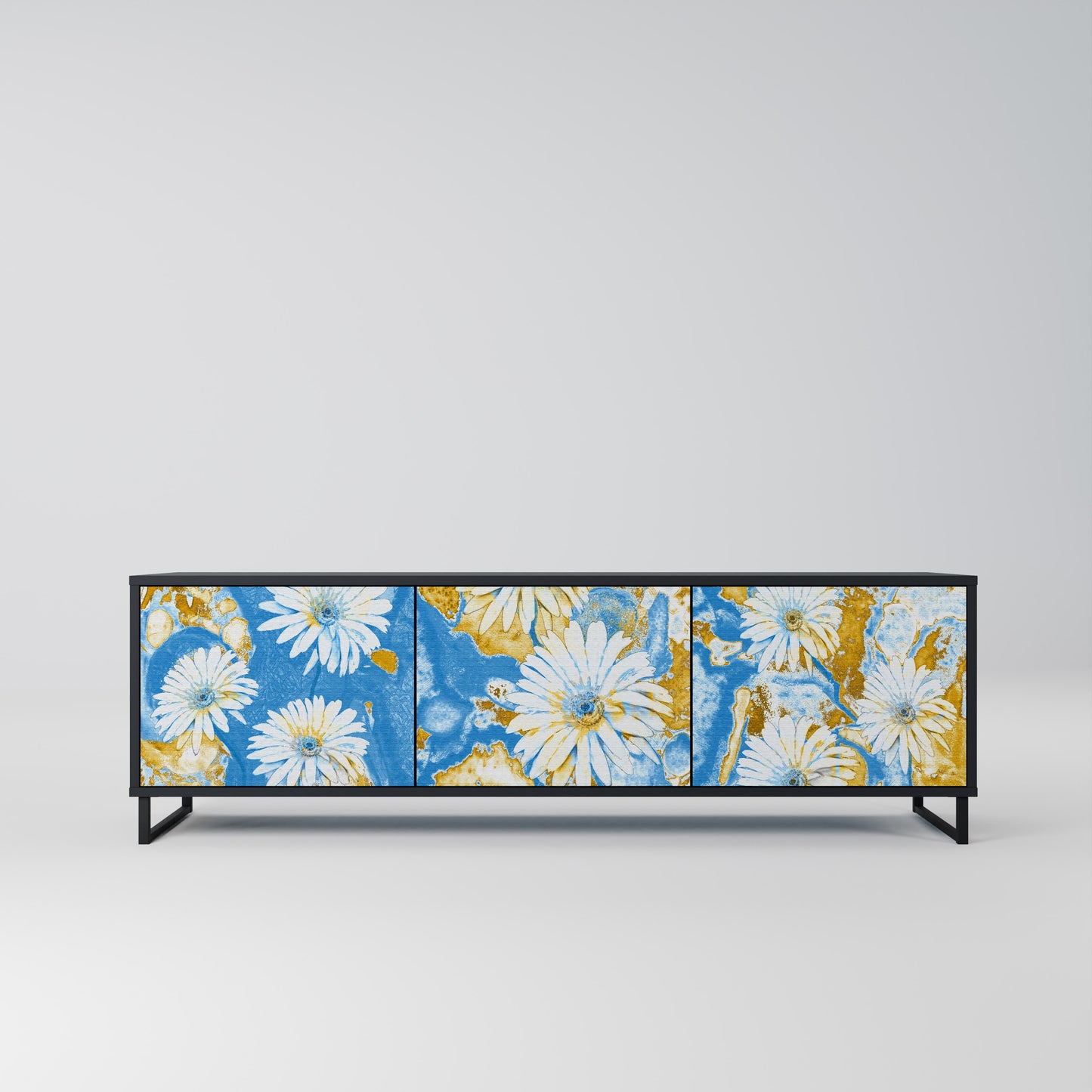 DAISY LUXE 3-dörrars TV-bänk i svart finish