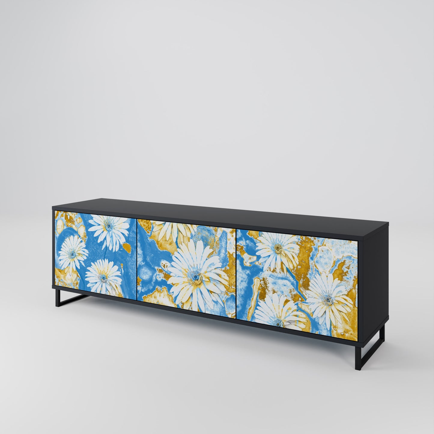 DAISY LUXE 3-dörrars TV-bänk i svart finish