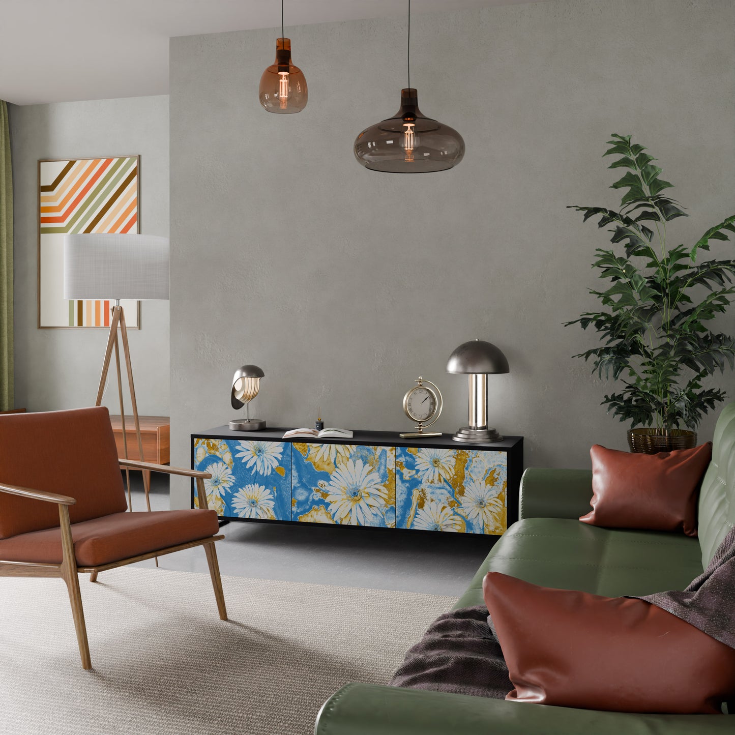 DAISY LUXE 3-dörrars TV-bänk i svart finish