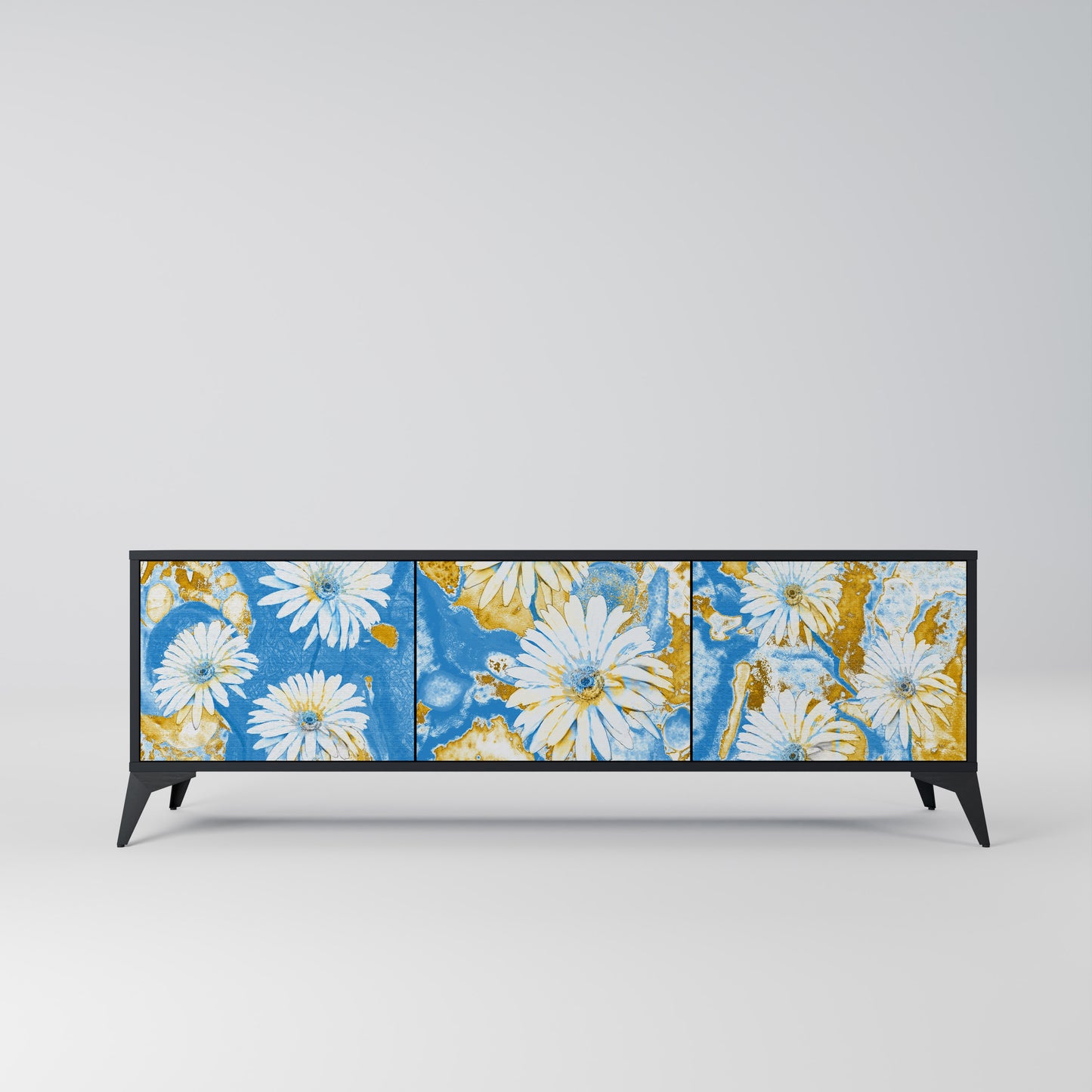DAISY LUXE 3-dörrars TV-bänk i svart finish