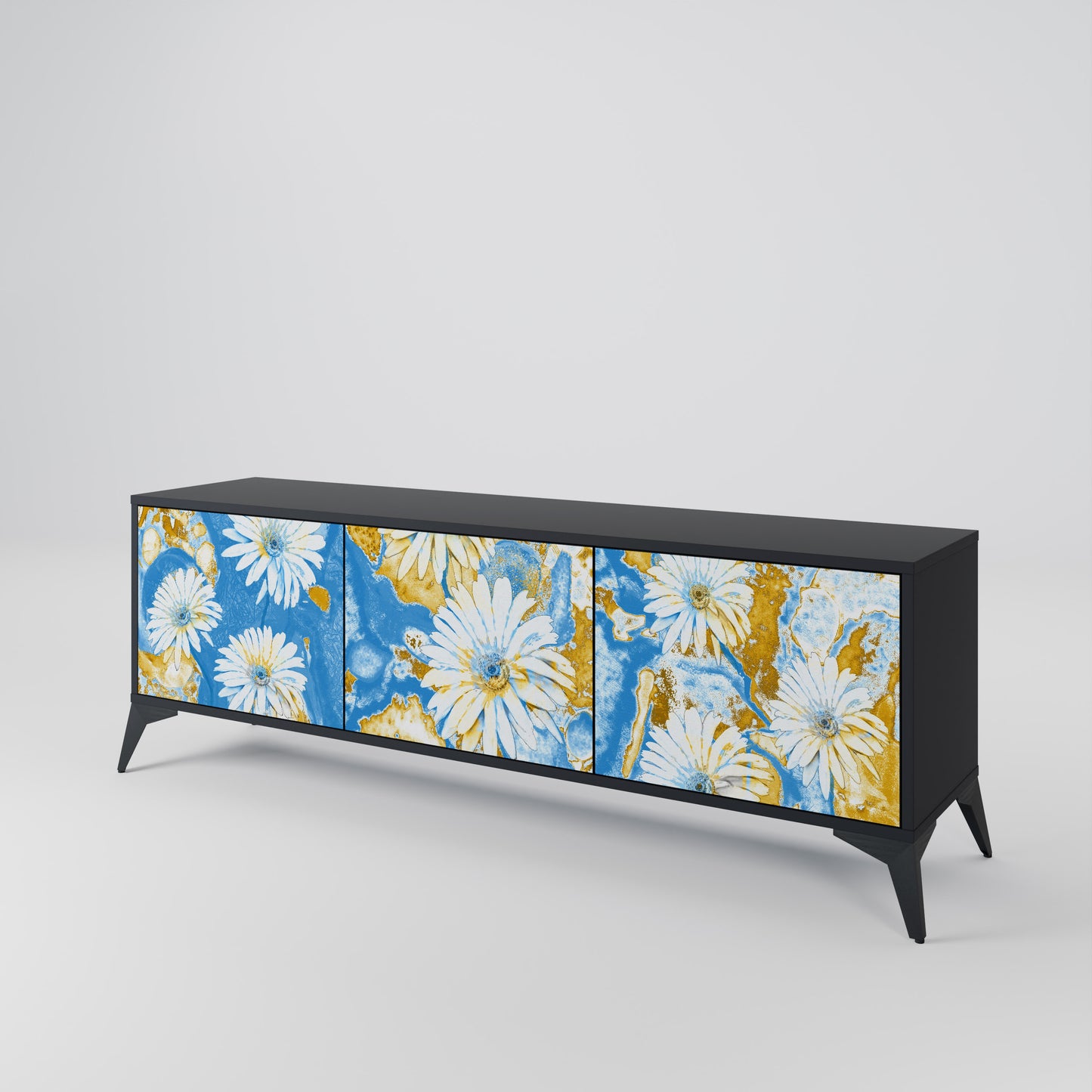DAISY LUXE 3-dörrars TV-bänk i svart finish