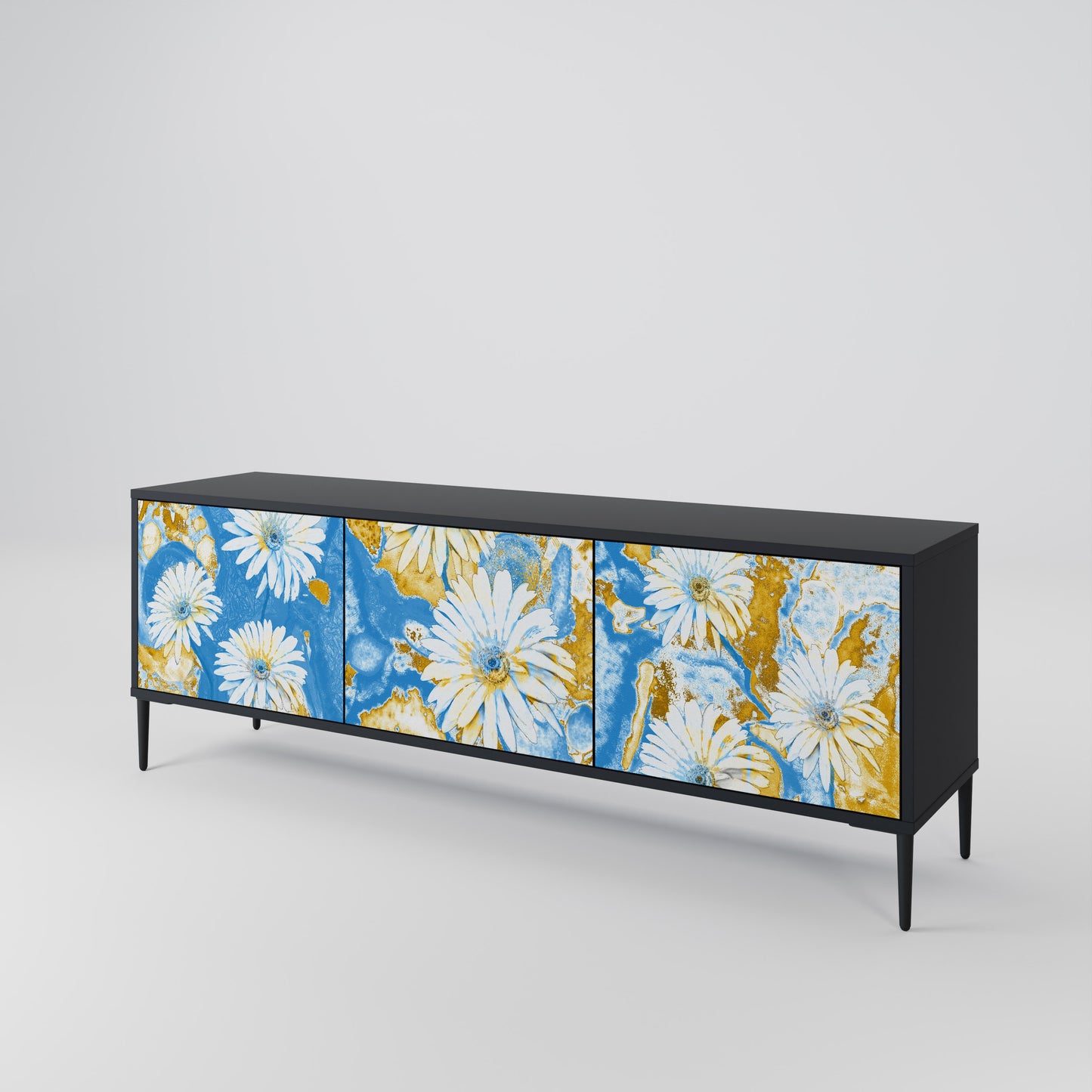 DAISY LUXE 3-dörrars TV-bänk i svart finish