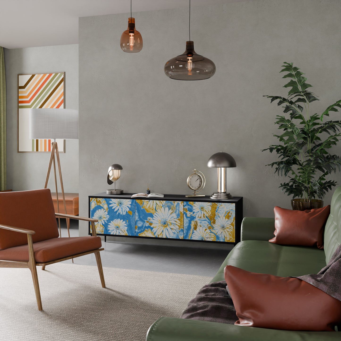 DAISY LUXE 3-dörrars TV-bänk i svart finish