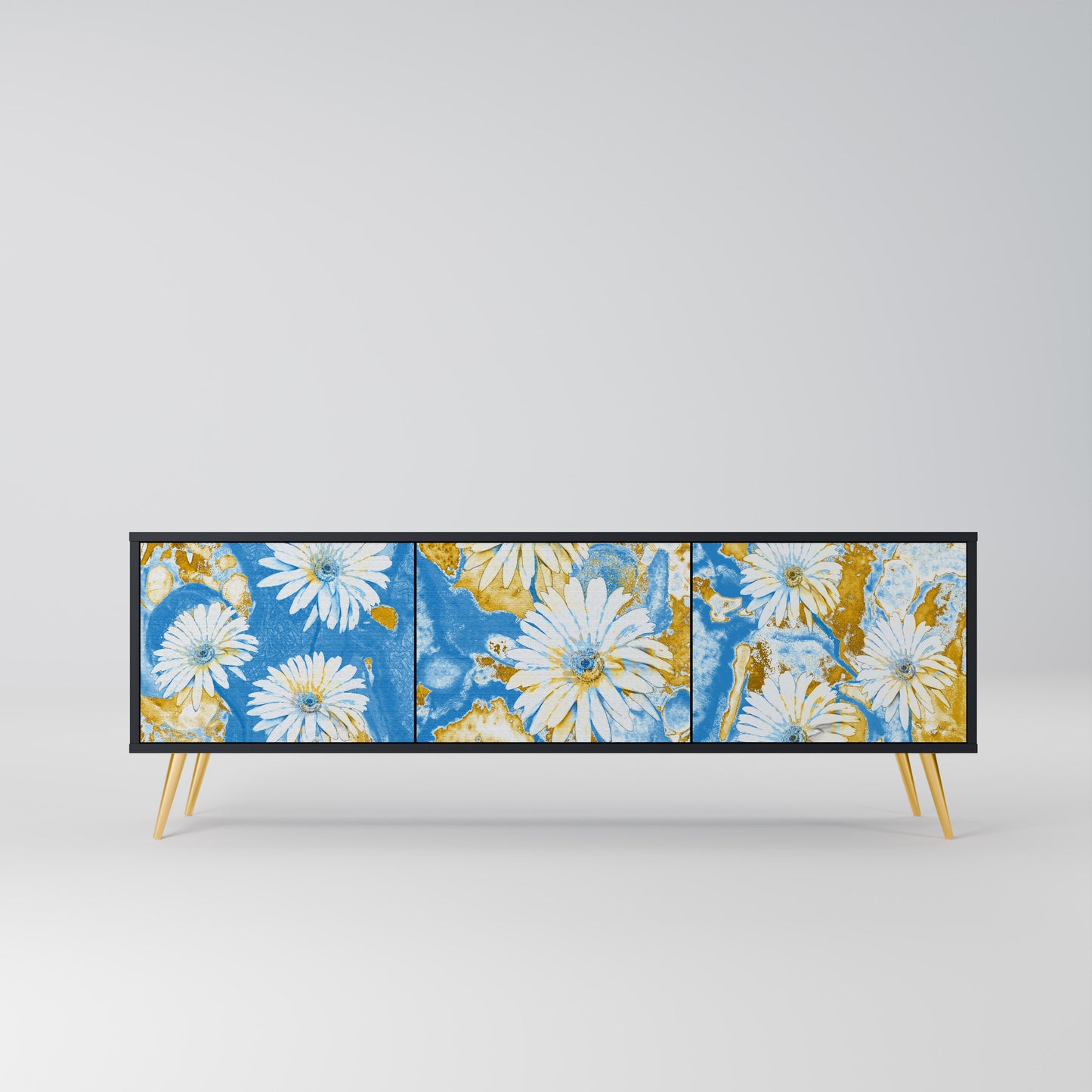 DAISY LUXE 3-dörrars TV-bänk i svart finish