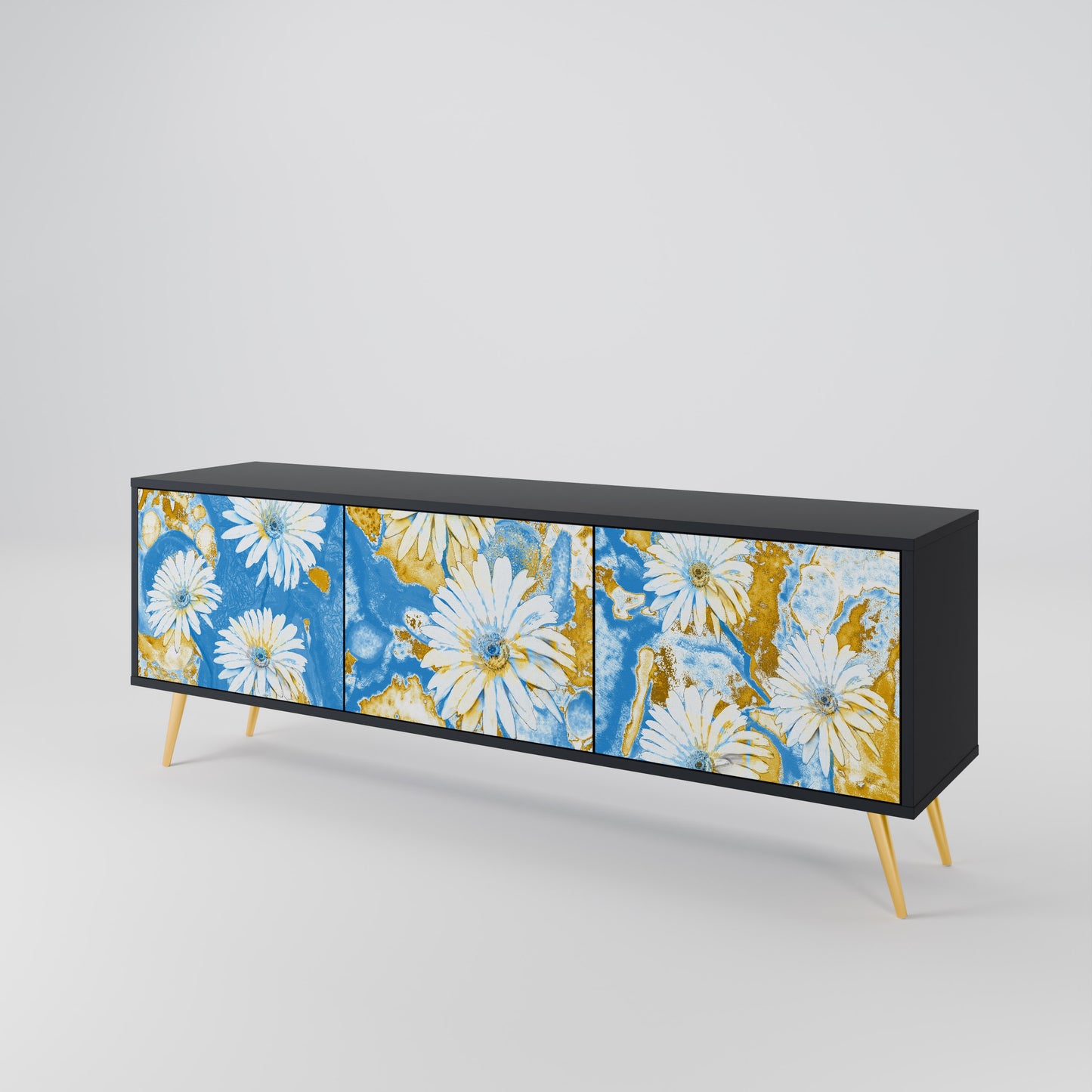 DAISY LUXE 3-dörrars TV-bänk i svart finish