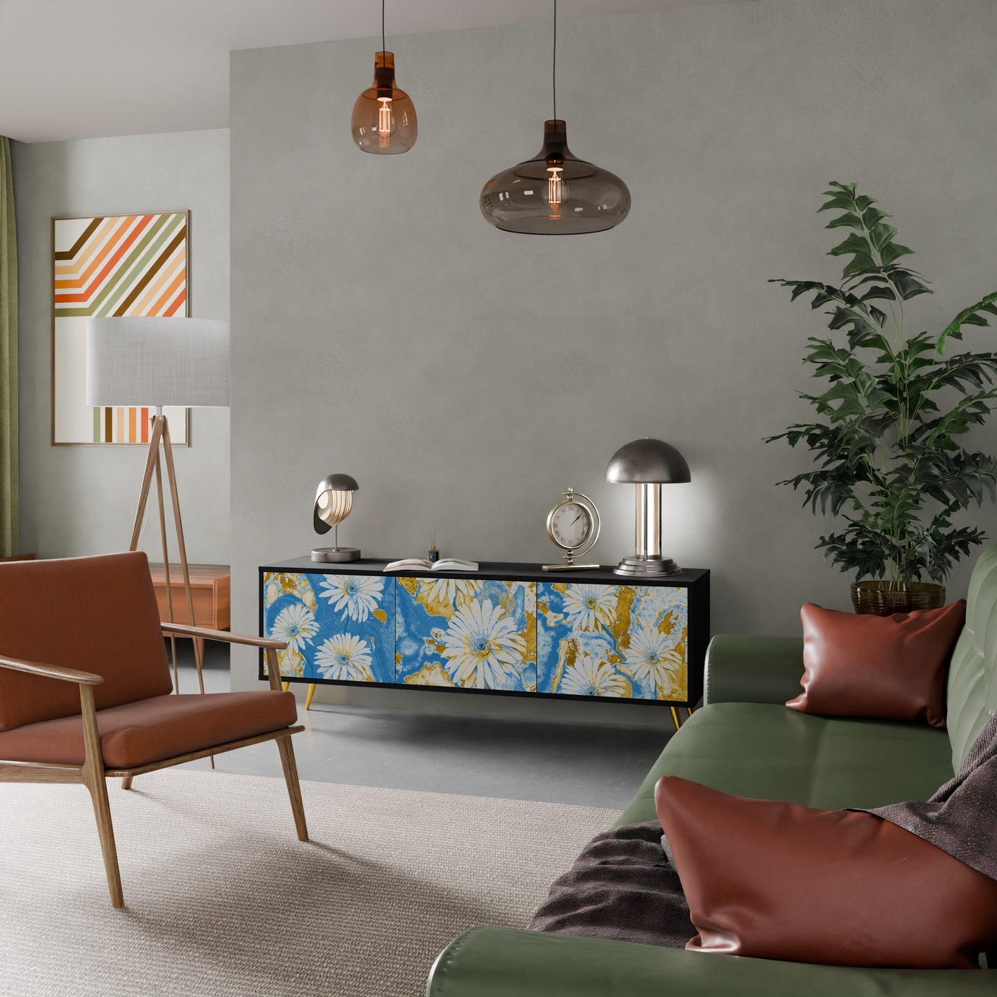 DAISY LUXE 3-dörrars TV-bänk i svart finish