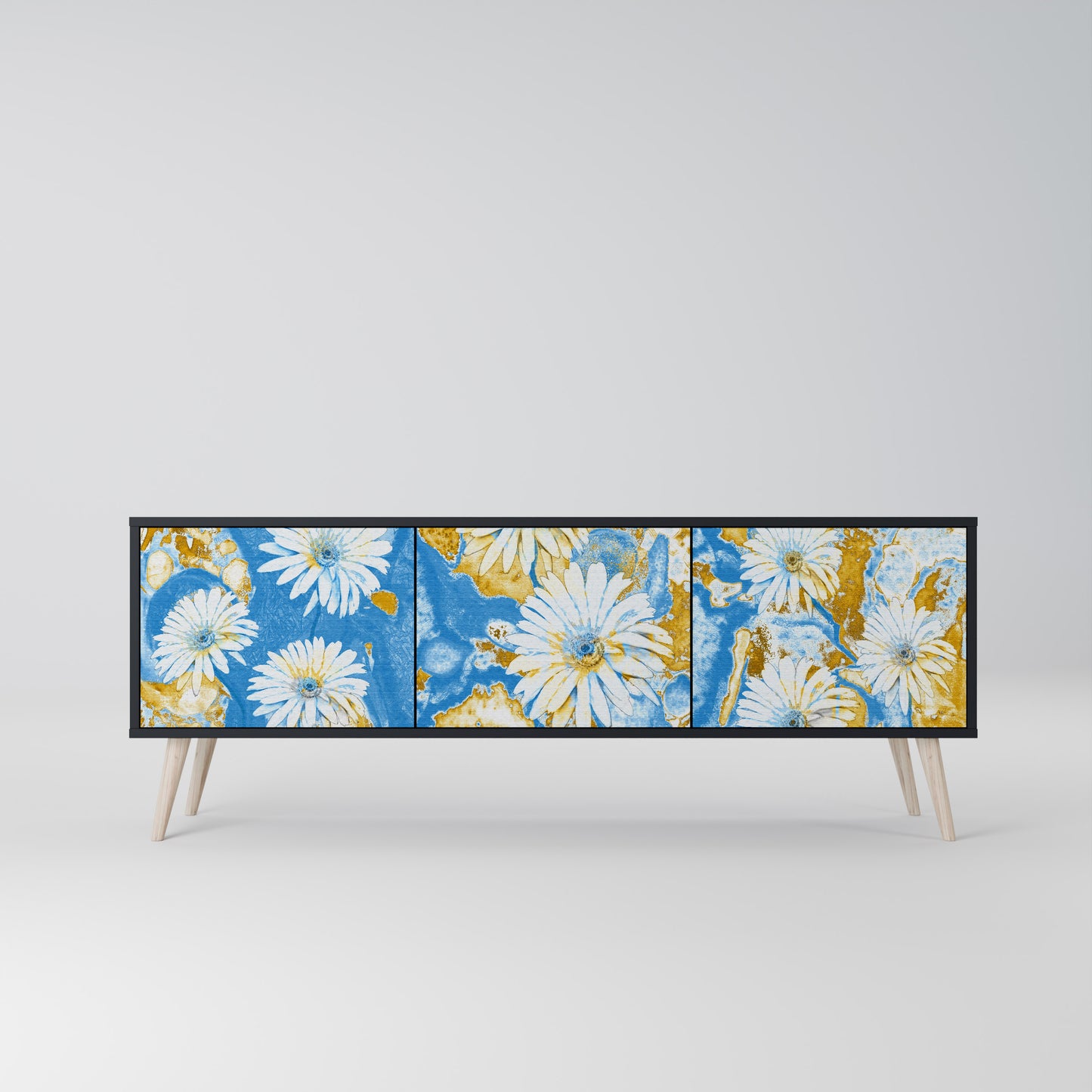 DAISY LUXE 3-dörrars TV-bänk i svart finish