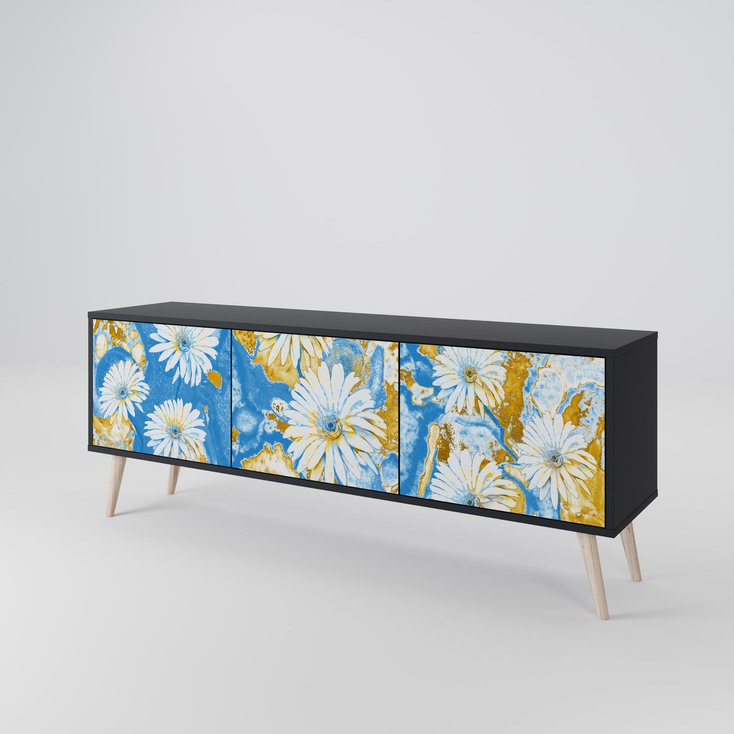 DAISY LUXE 3-dörrars TV-bänk i svart finish