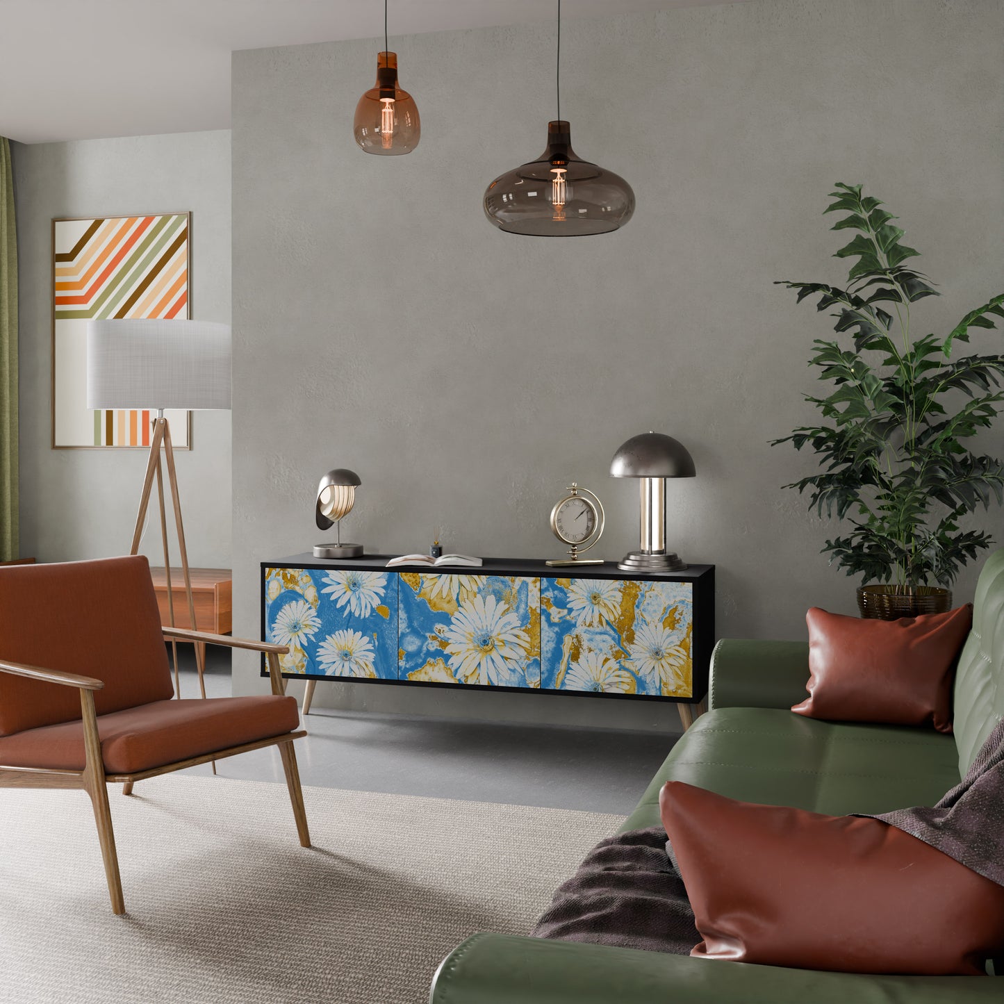 DAISY LUXE 3-dörrars TV-bänk i svart finish