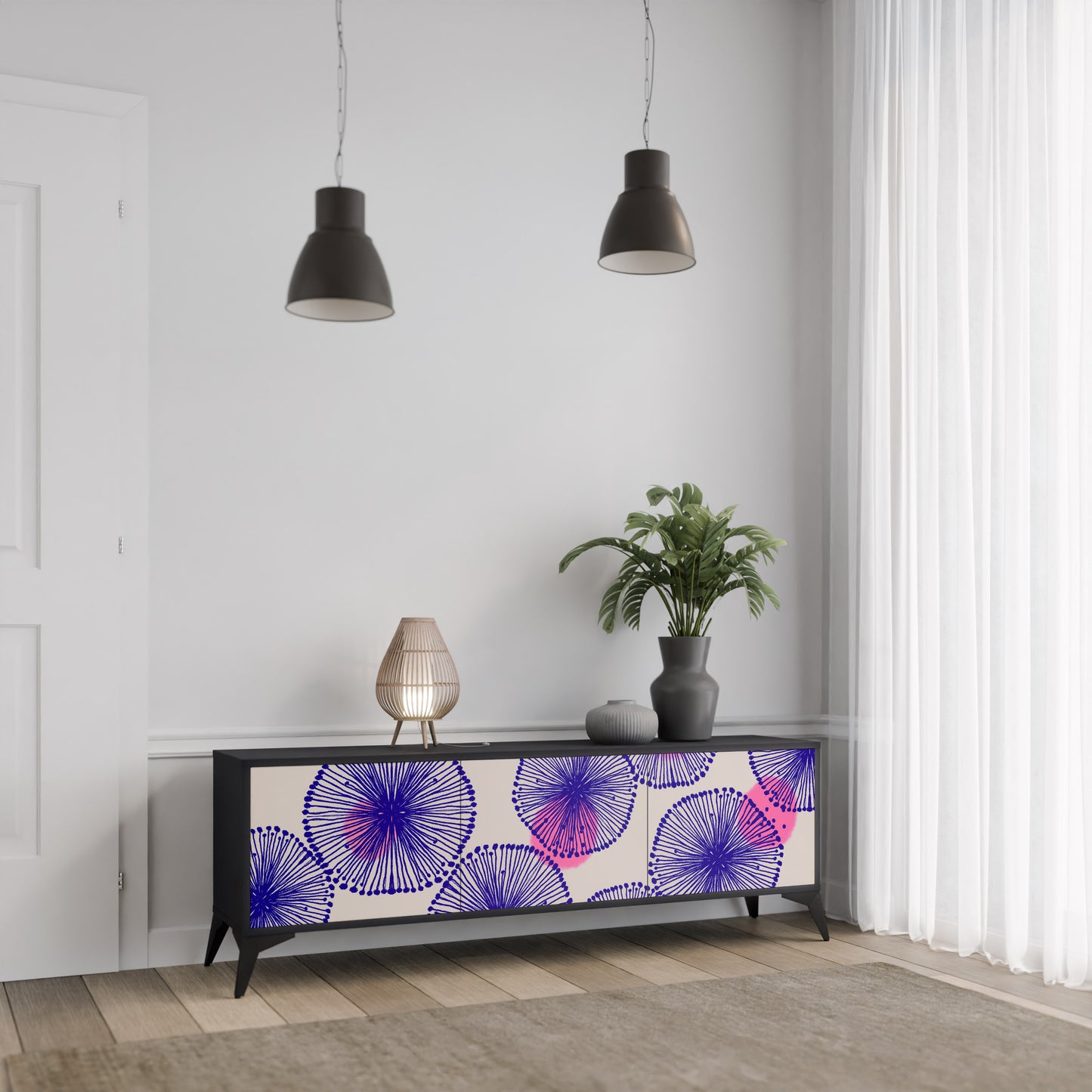 MAGIC NATURE 3-dörrars TV-bänk i svart finish