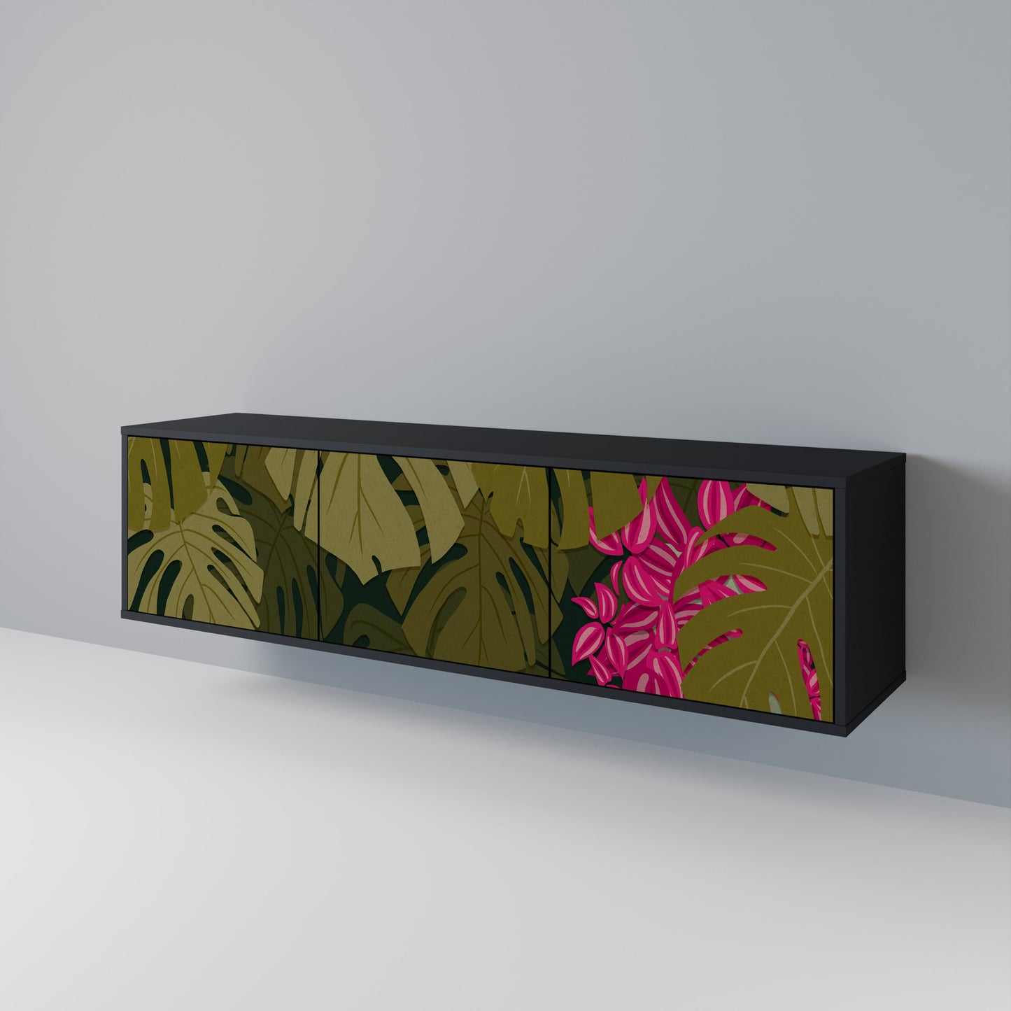 TROPICAL BEAUTY 3-dörrars TV-bänk i svart finish