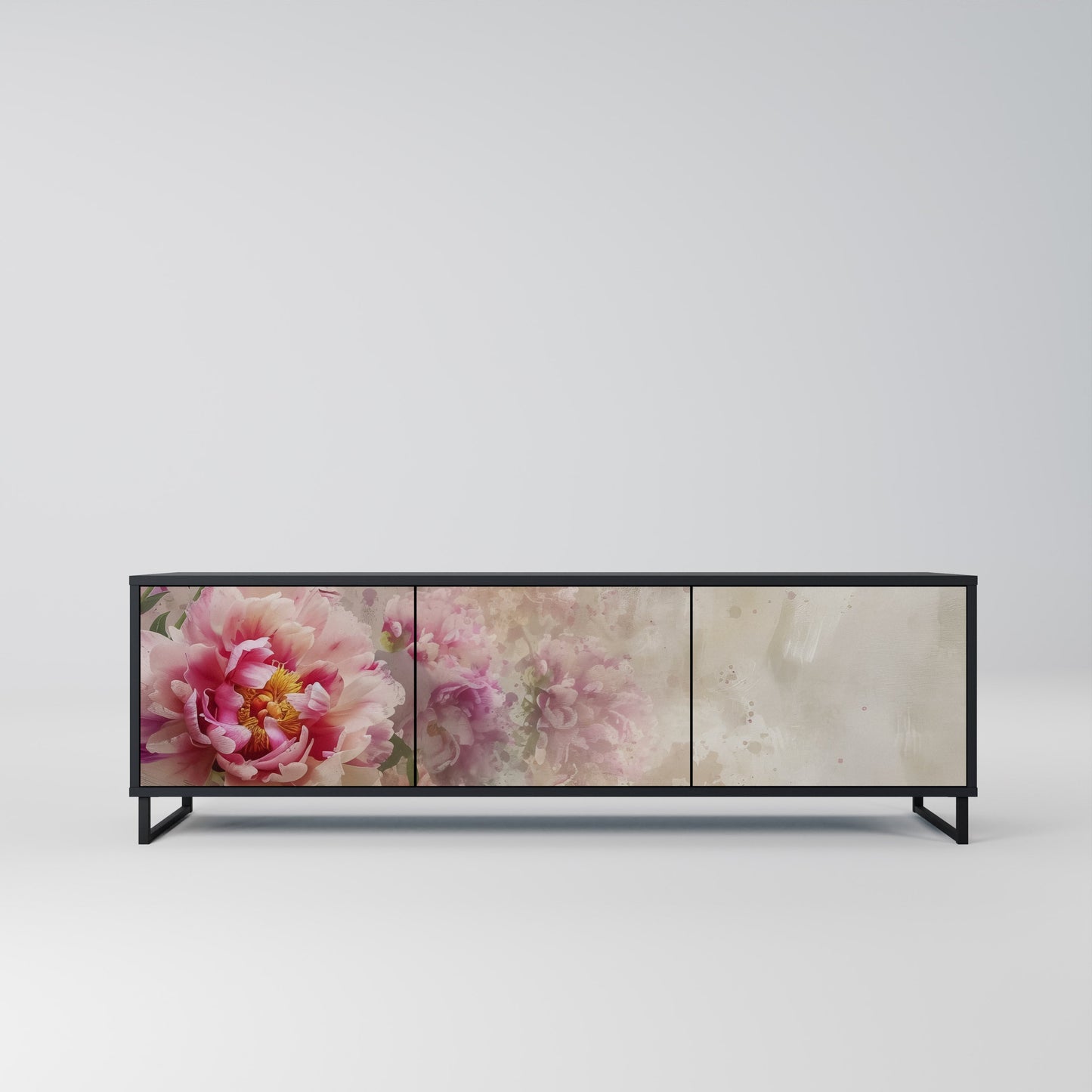 PEONY WHISPER TV-bänk med 3 dörrar i svart finish