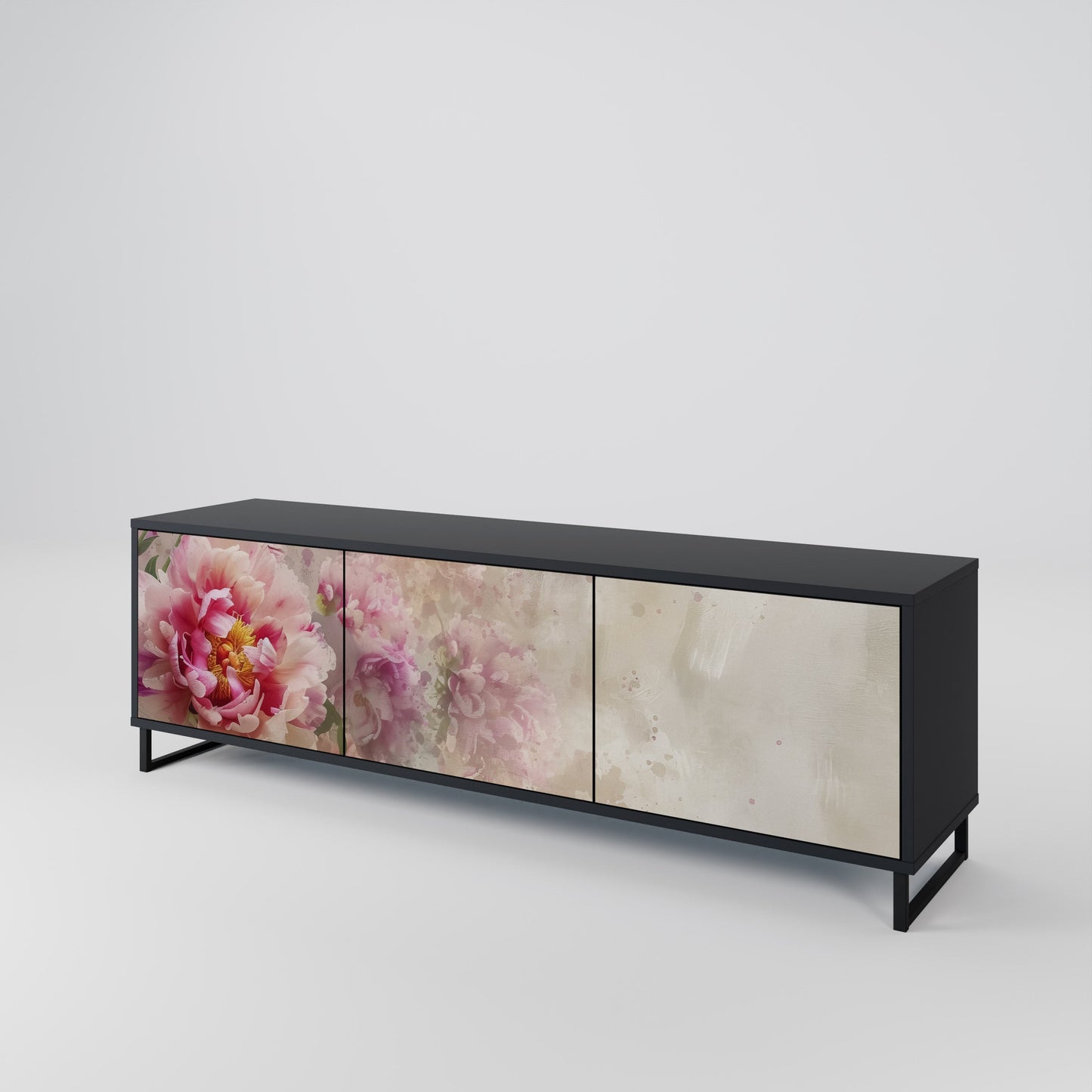 PEONY WHISPER TV-bänk med 3 dörrar i svart finish
