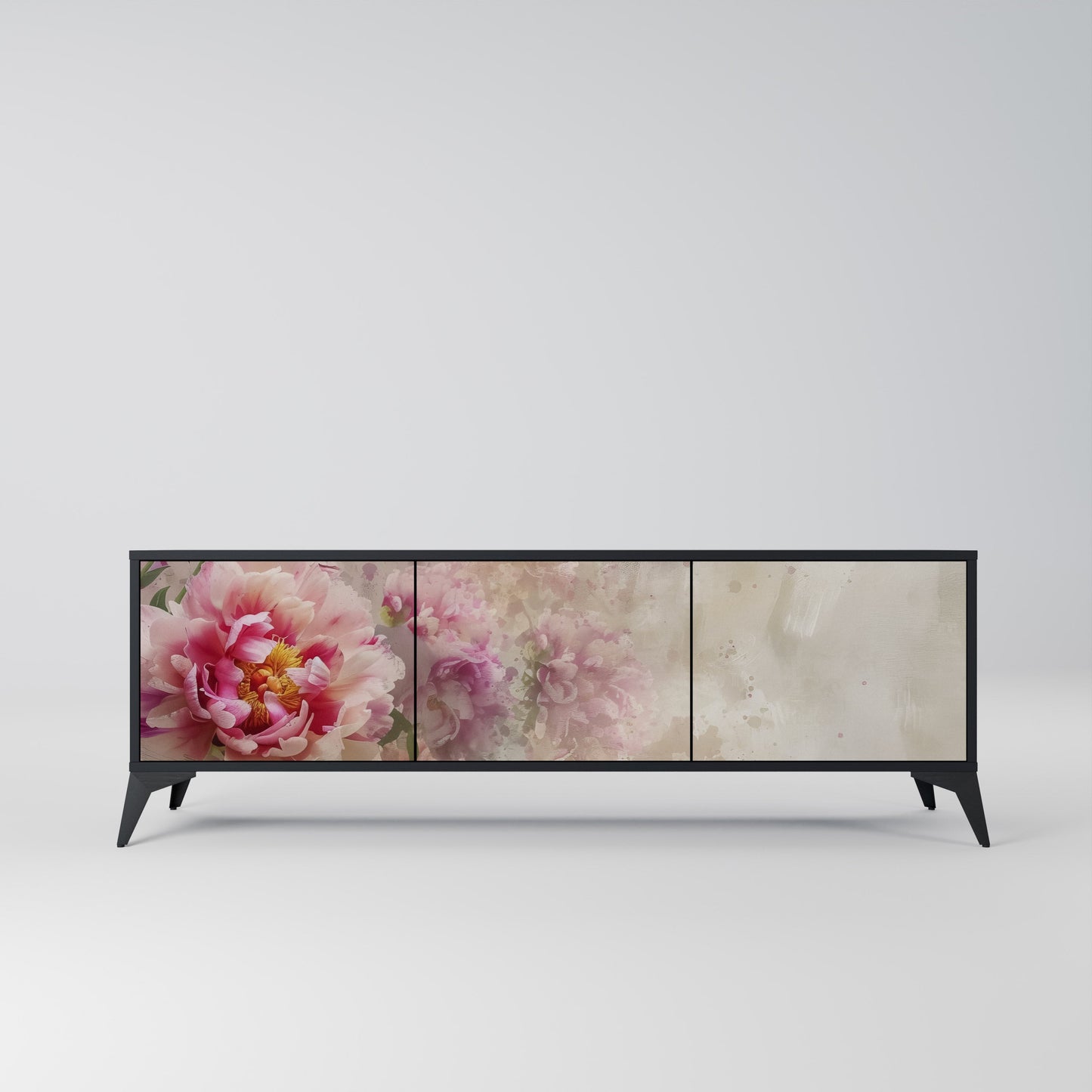 PEONY WHISPER TV-bänk med 3 dörrar i svart finish
