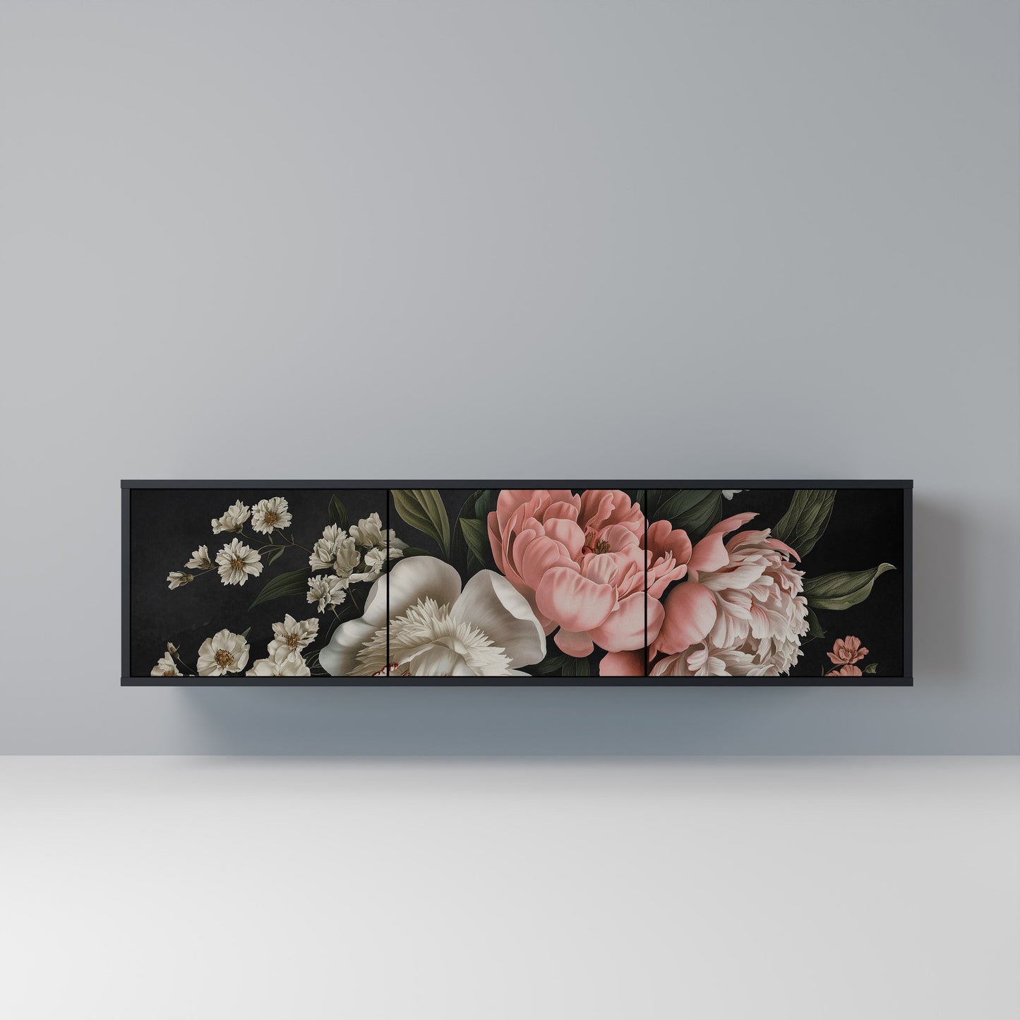 LUSH ELEGANCE 3-dörrars TV-bänk i svart finish