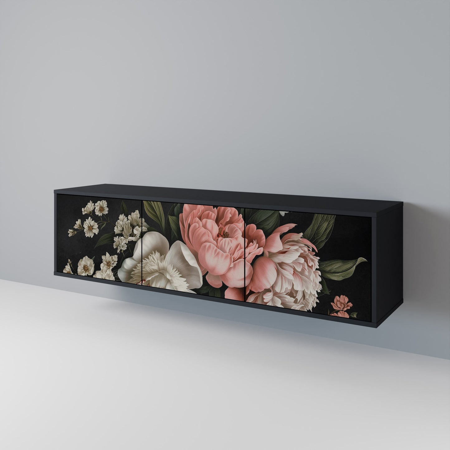 LUSH ELEGANCE 3-dörrars TV-bänk i svart finish
