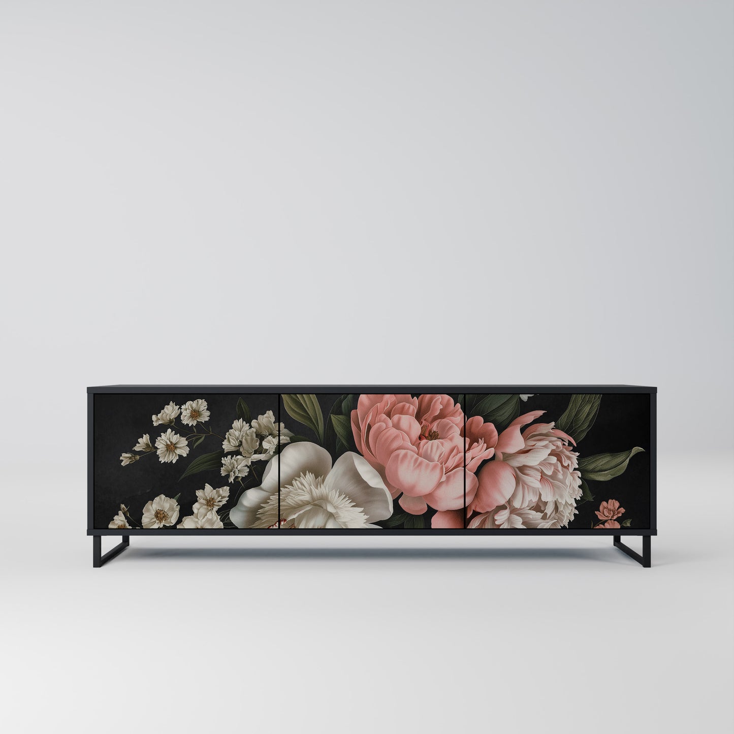 LUSH ELEGANCE 3-dörrars TV-bänk i svart finish