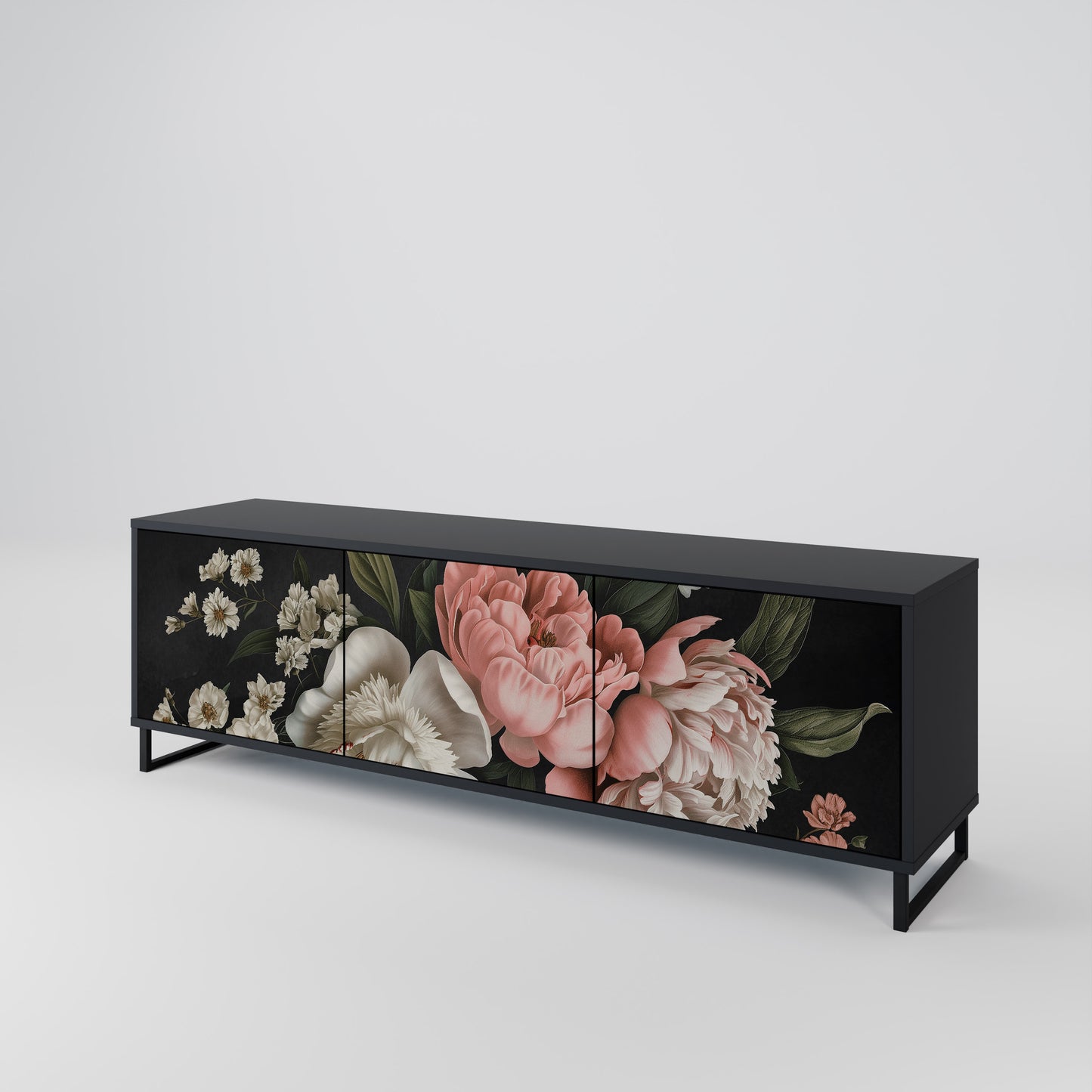 LUSH ELEGANCE 3-dörrars TV-bänk i svart finish