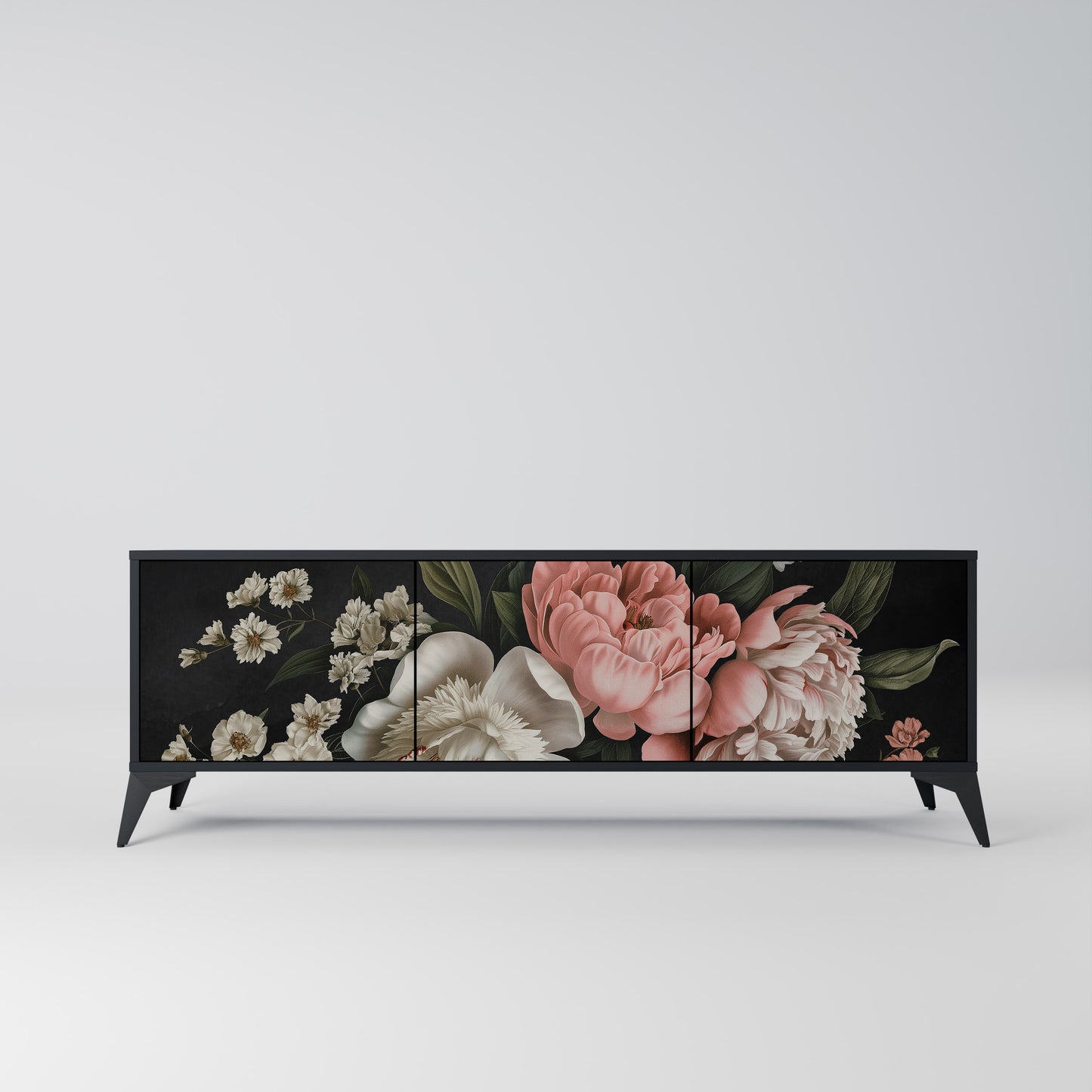 LUSH ELEGANCE 3-dörrars TV-bänk i svart finish