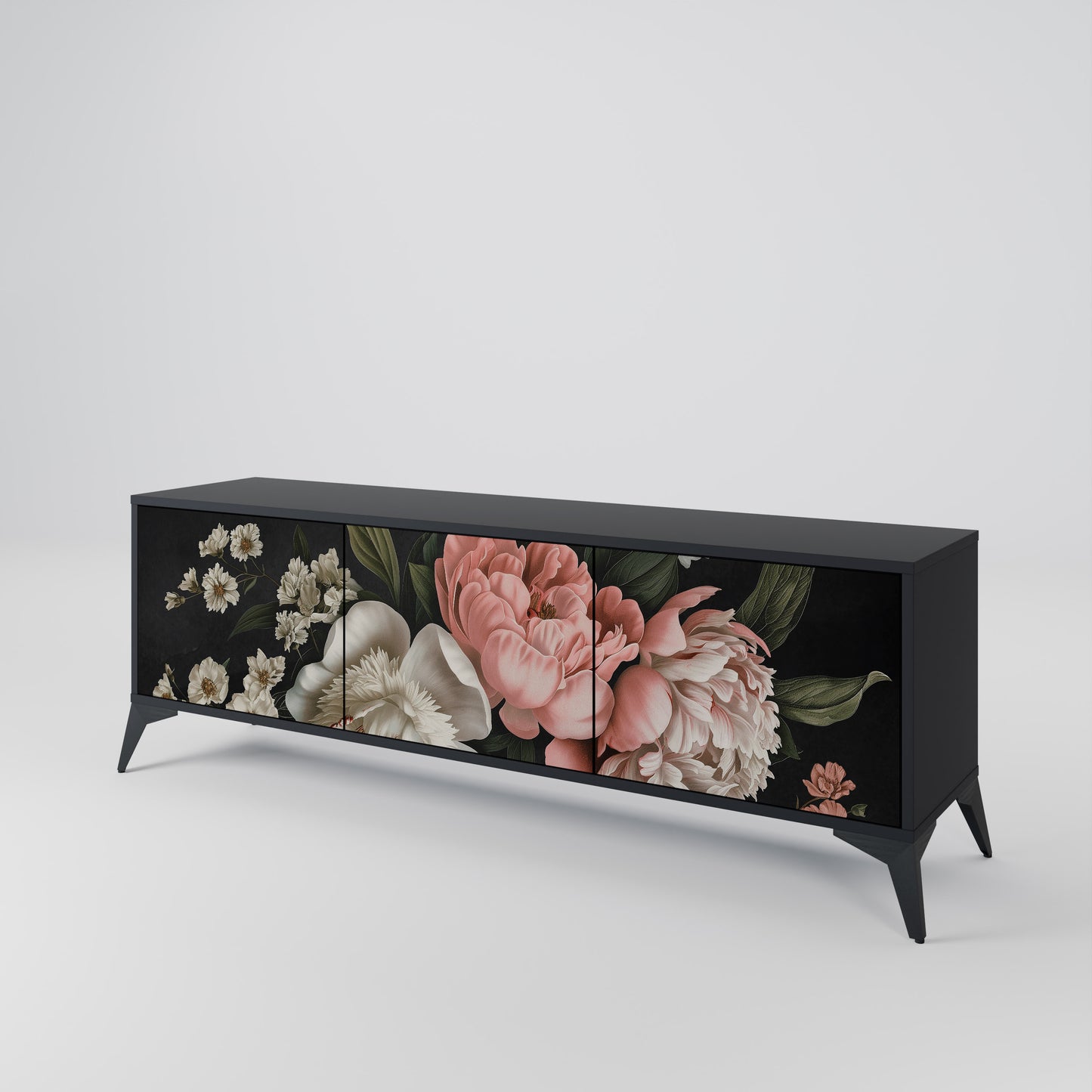LUSH ELEGANCE 3-dörrars TV-bänk i svart finish