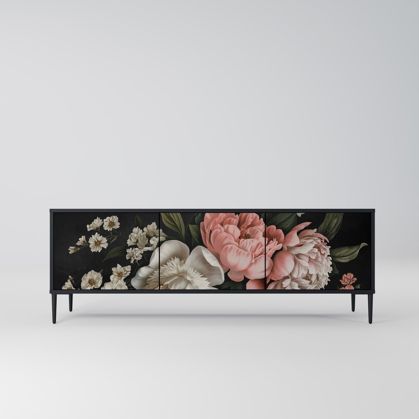LUSH ELEGANCE 3-dörrars TV-bänk i svart finish