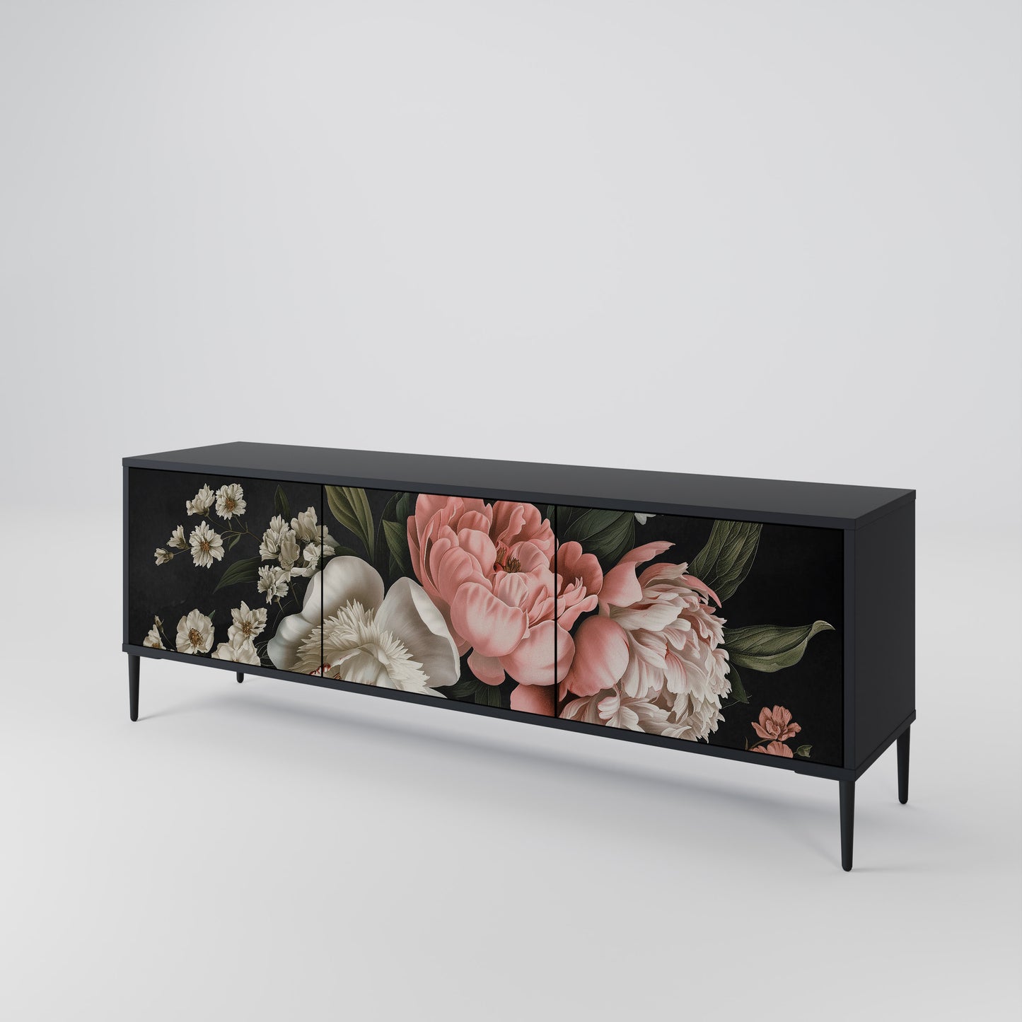 LUSH ELEGANCE 3-dörrars TV-bänk i svart finish