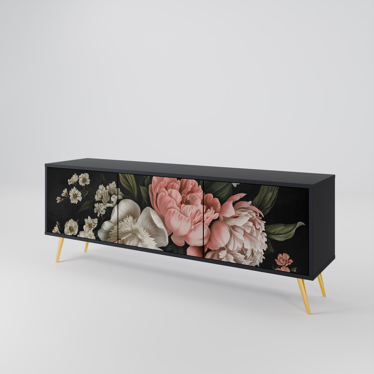 LUSH ELEGANCE 3-dörrars TV-bänk i svart finish