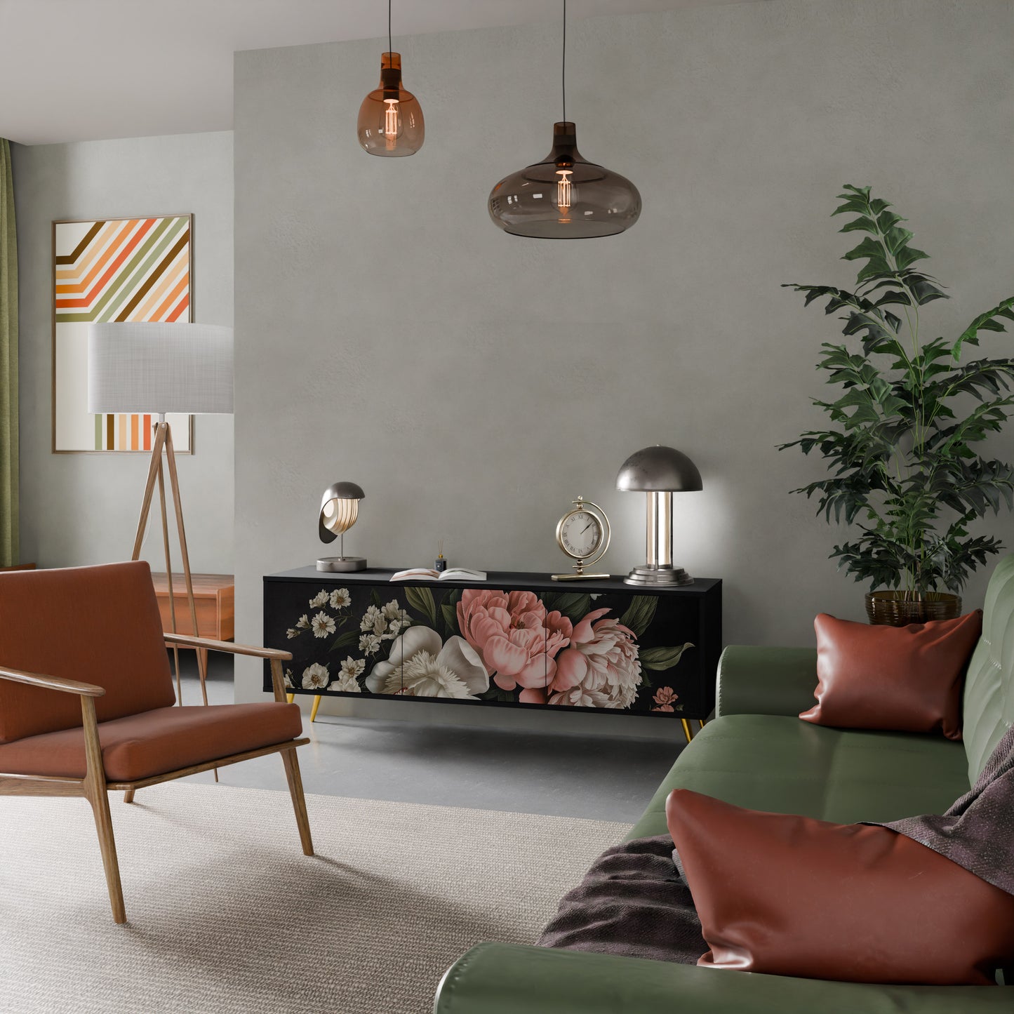 LUSH ELEGANCE 3-dörrars TV-bänk i svart finish