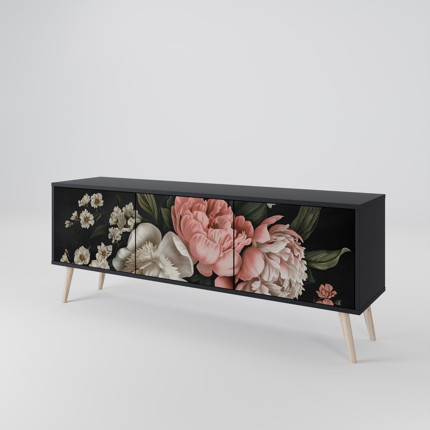 LUSH ELEGANCE 3-dörrars TV-bänk i svart finish
