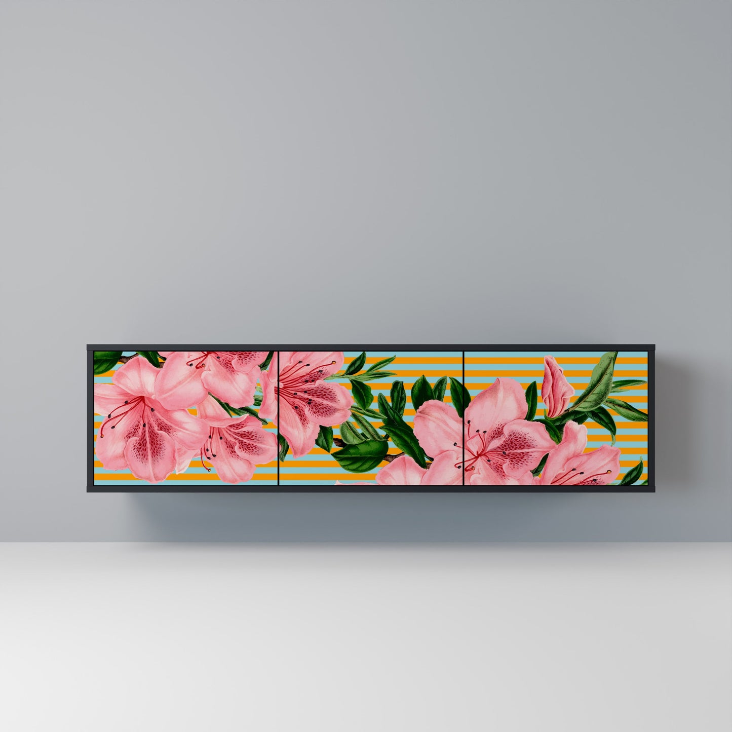 FRAGILE BEAUTY 3-dörrars TV-bänk i svart finish