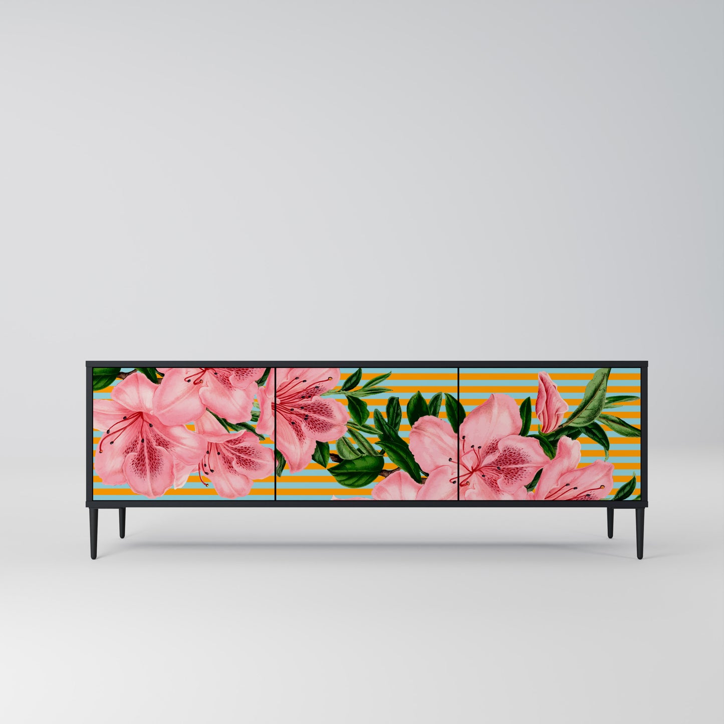 FRAGILE BEAUTY 3-dörrars TV-bänk i svart finish