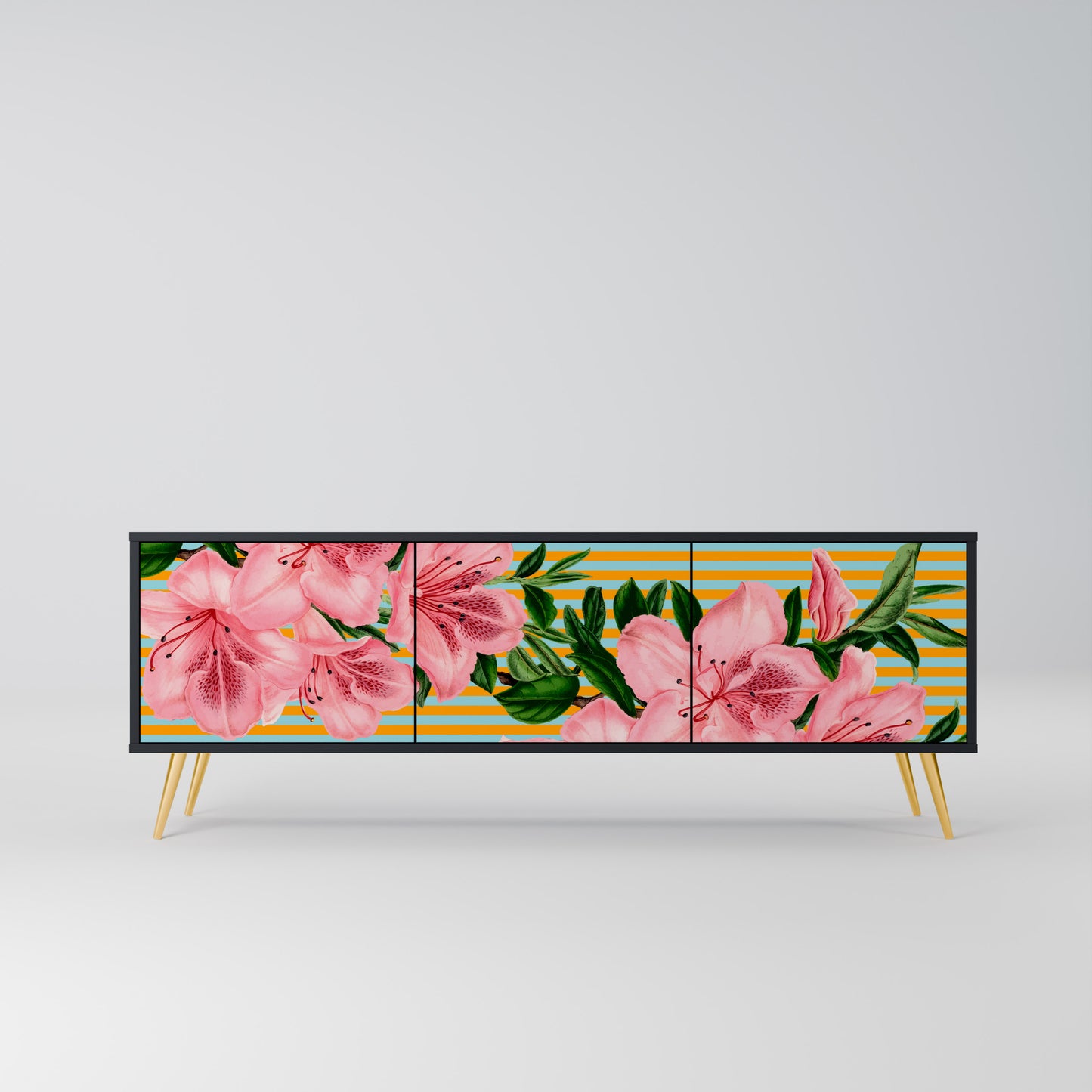 FRAGILE BEAUTY 3-dörrars TV-bänk i svart finish