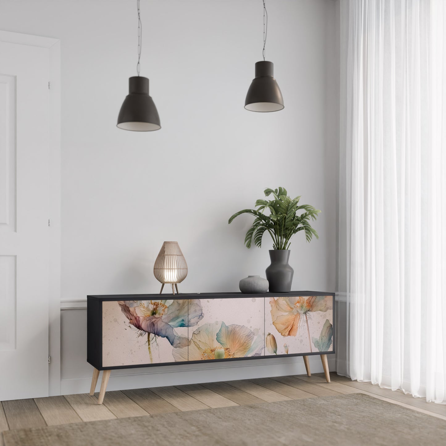MJUKA POPPY 3-dörrars TV-bänk i svart finish