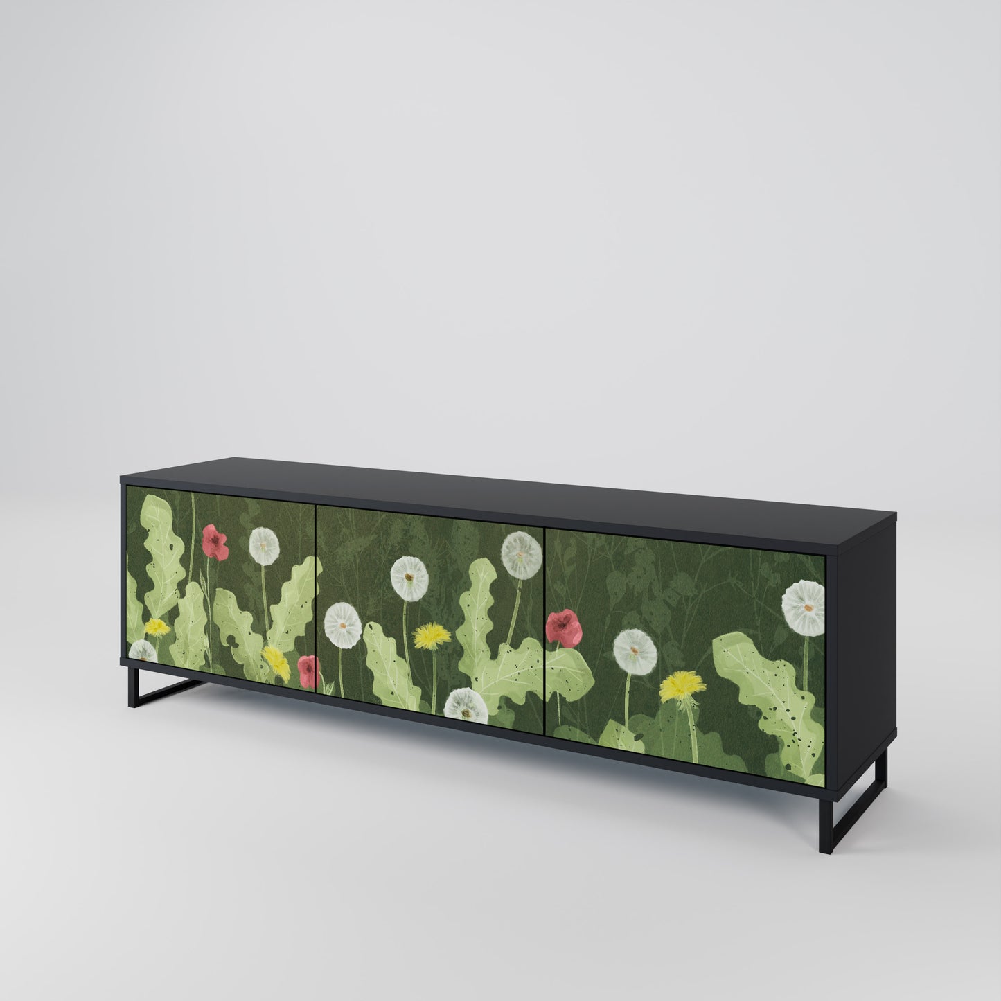 DANDELION AMUSE 3-Door TV Stand in Black Finish