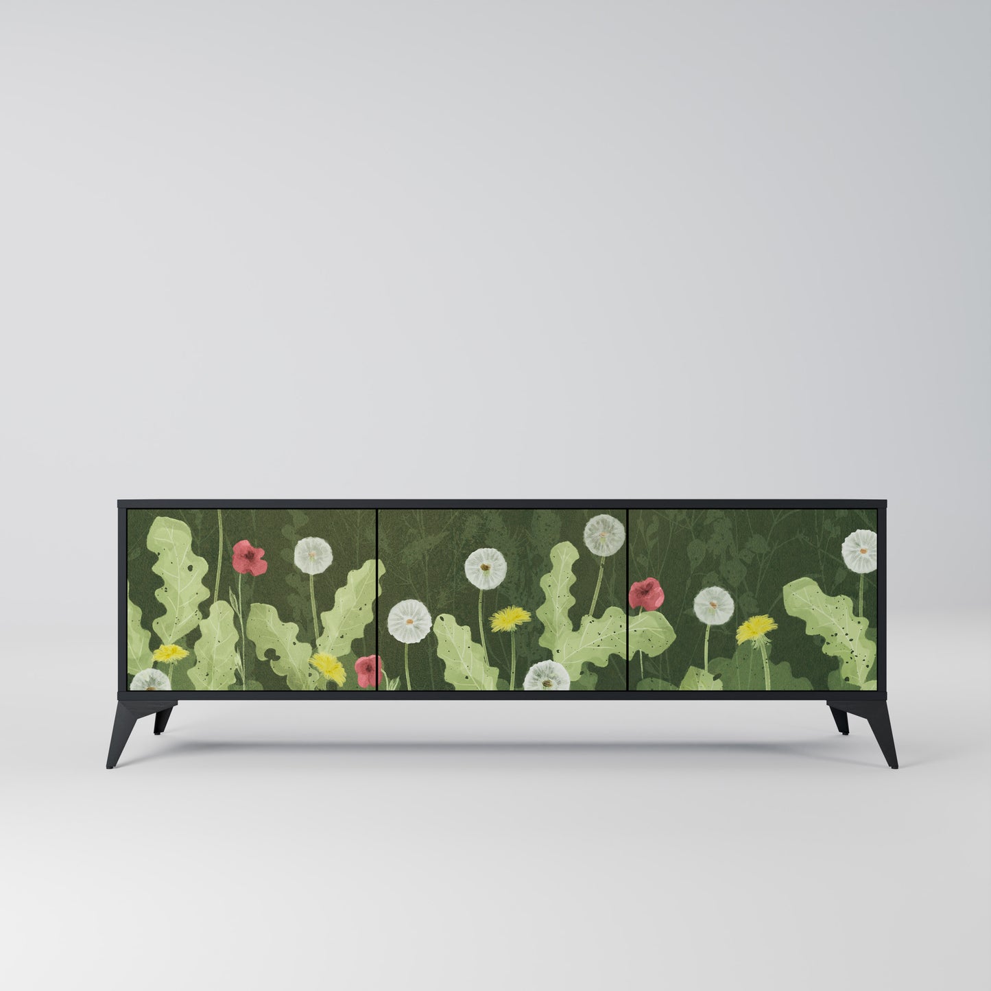 DANDELION AMUSE 3-Door TV Stand in Black Finish
