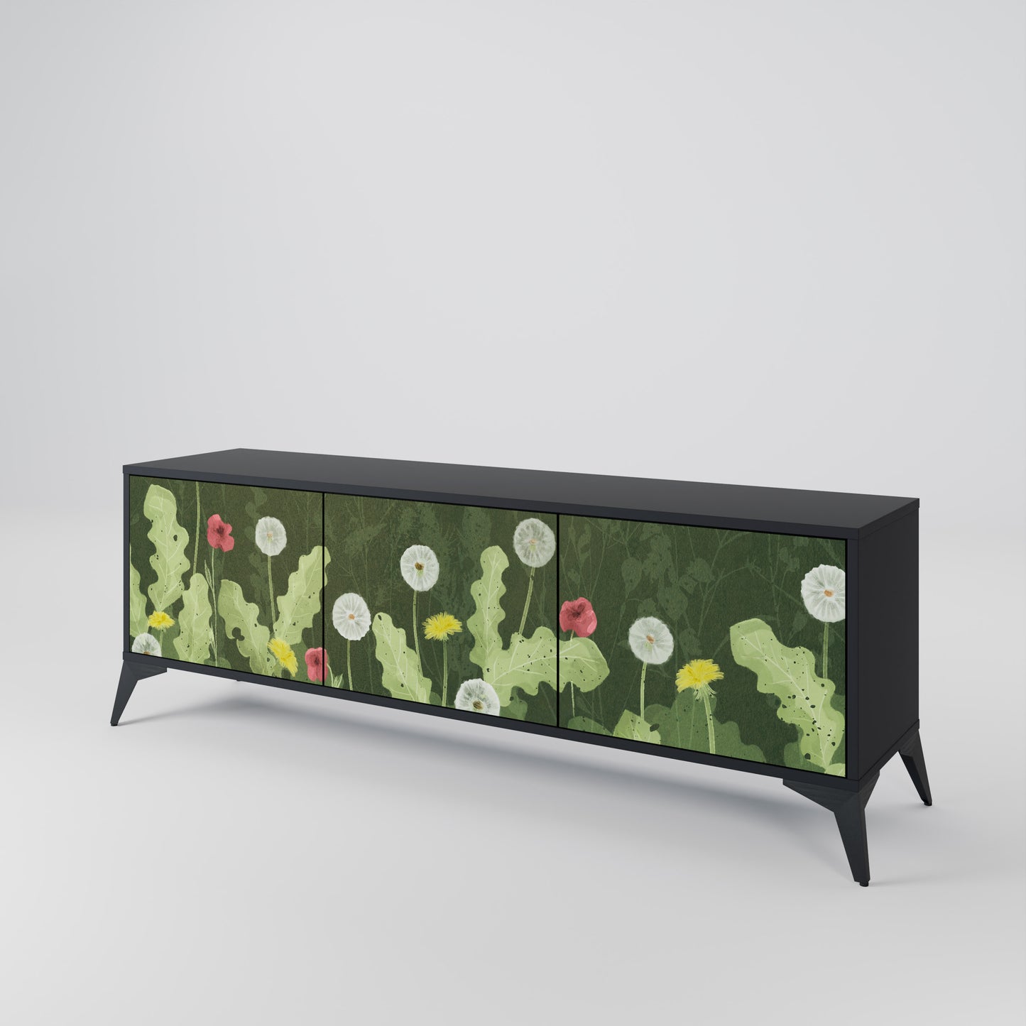 DANDELION AMUSE 3-Door TV Stand in Black Finish