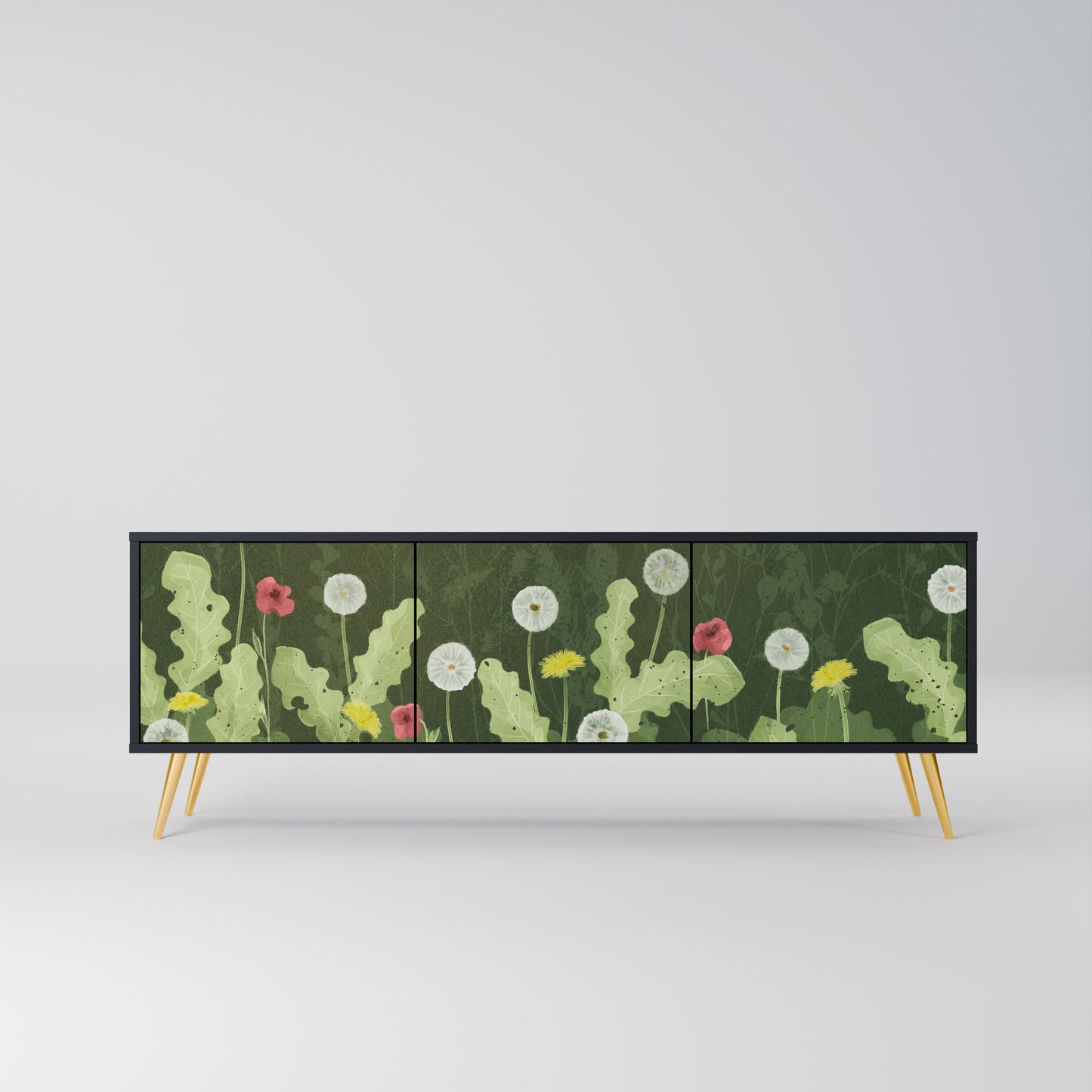 DANDELION AMUSE 3-Door TV Stand in Black Finish