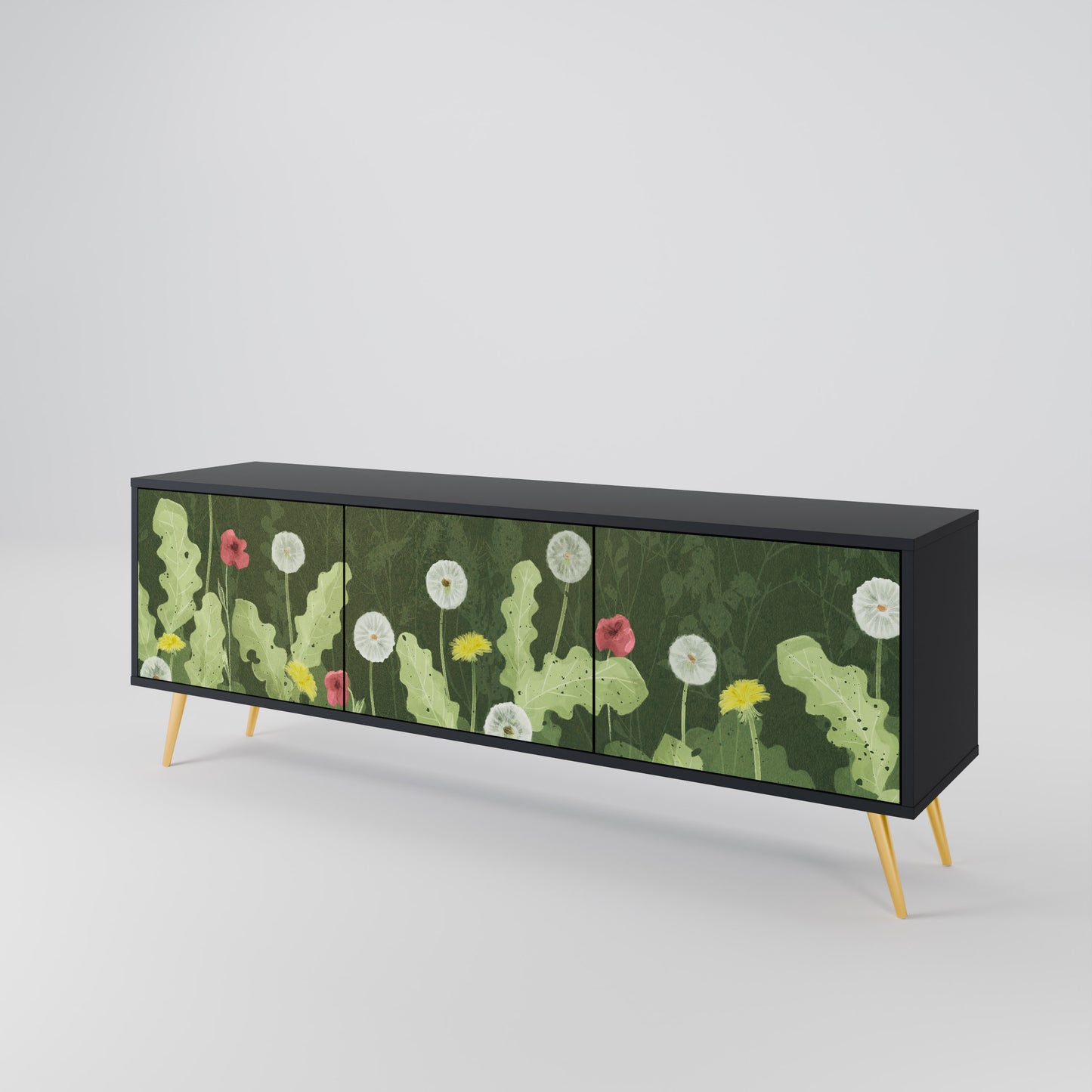 DANDELION AMUSE 3-Door TV Stand in Black Finish