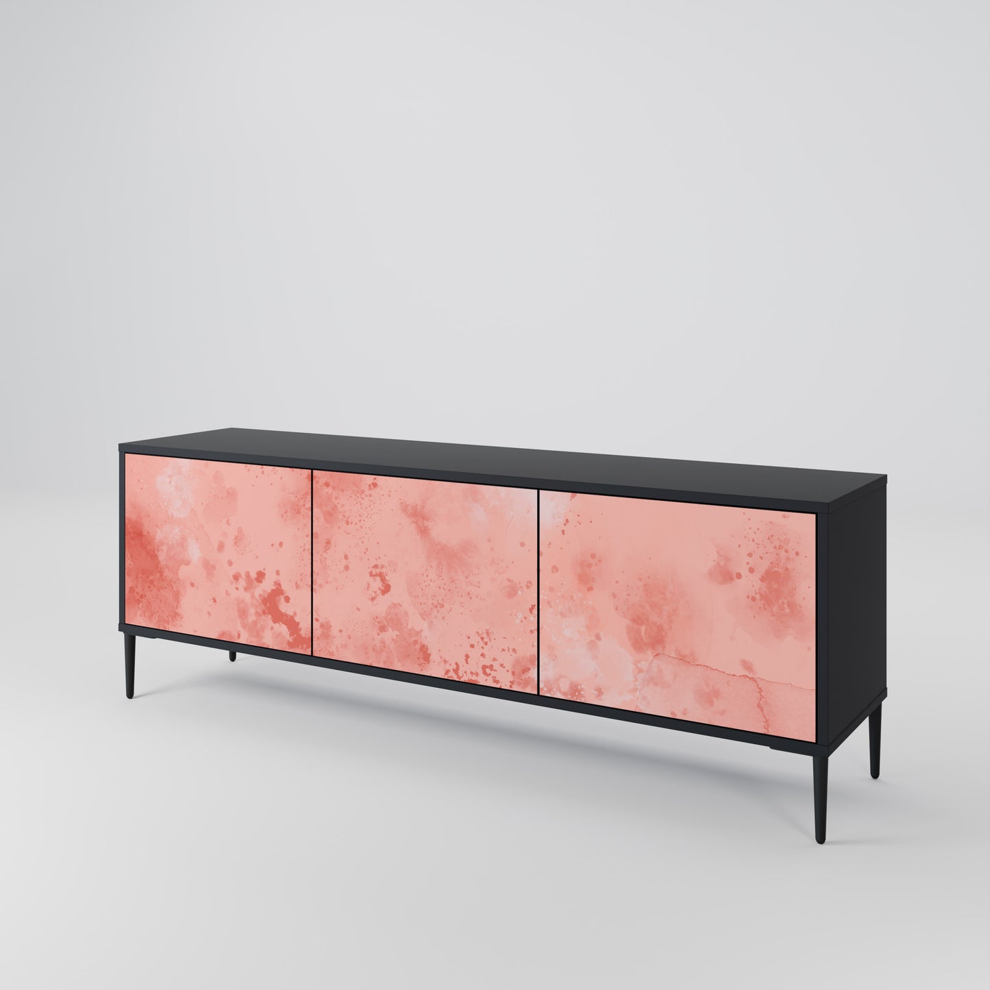 CRANE DANCE 3-Door TV Stand in Black Finish
