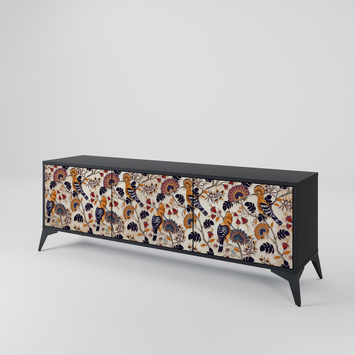 EMINENT HOOPOE 3-Door TV Stand in Black Finish