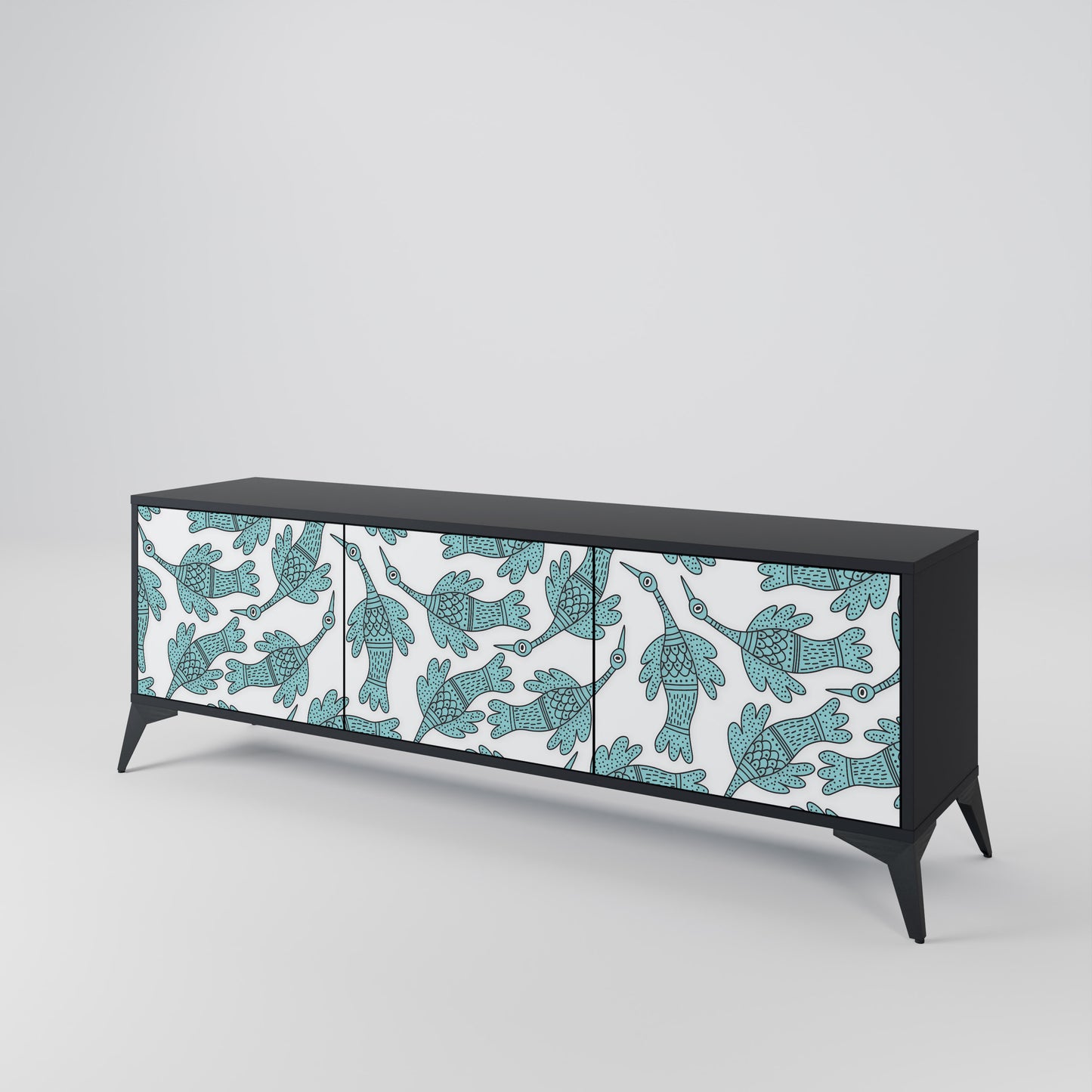 WATERSPOUT SONGIBIRD 3-Door TV Stand in Black Finish