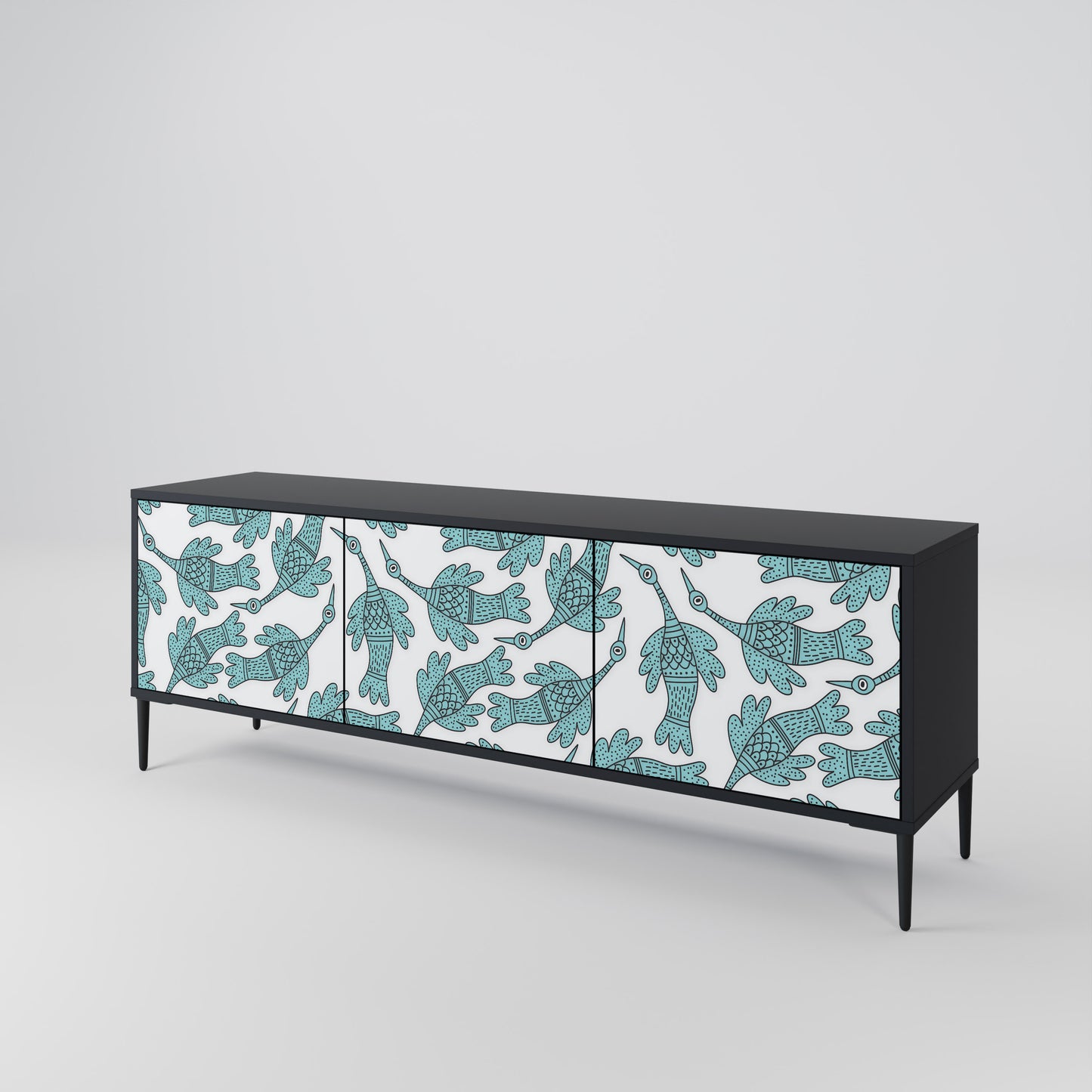 WATERSPOUT SONGIBIRD 3-Door TV Stand in Black Finish