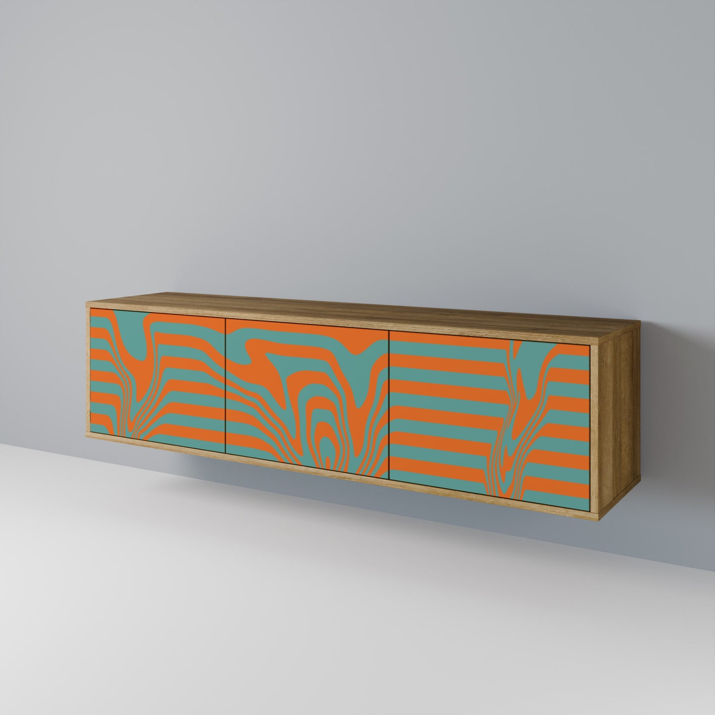 LINE COLLAPSE 3-Door TV Stand in Oak Effect