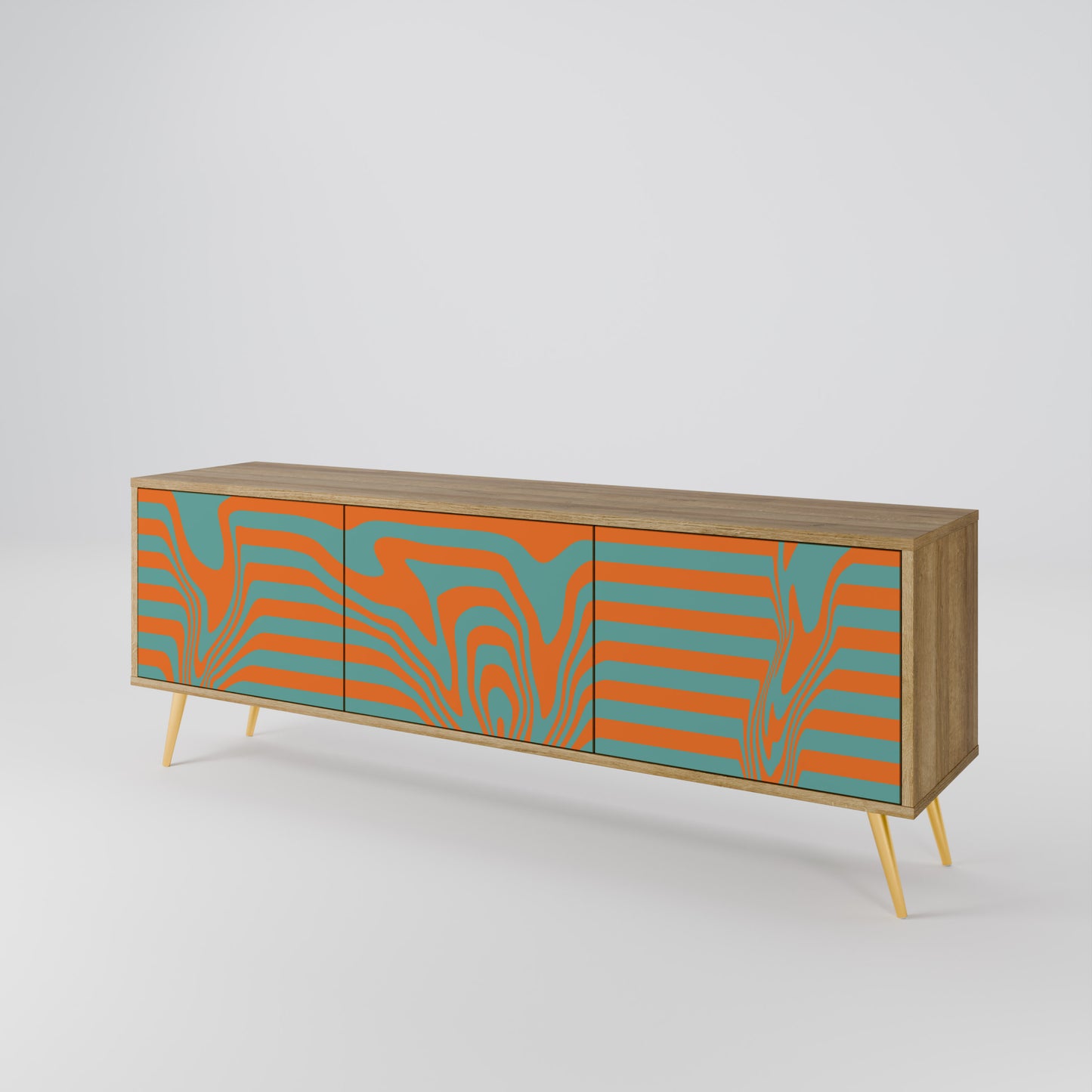 LINE COLLAPSE 3-Door TV Stand in Oak Effect