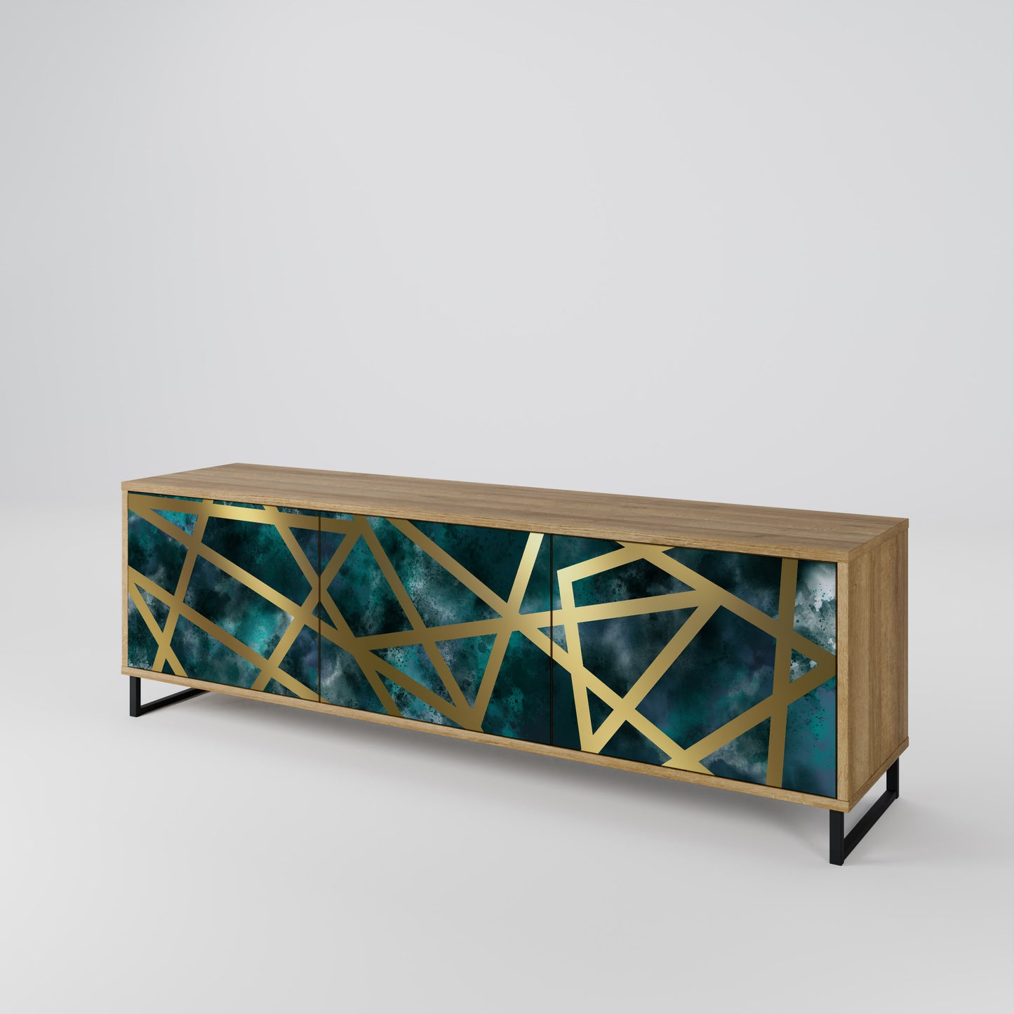 THE LABYRINTH OF GOLD 3-Door TV Stand in Oak Effect