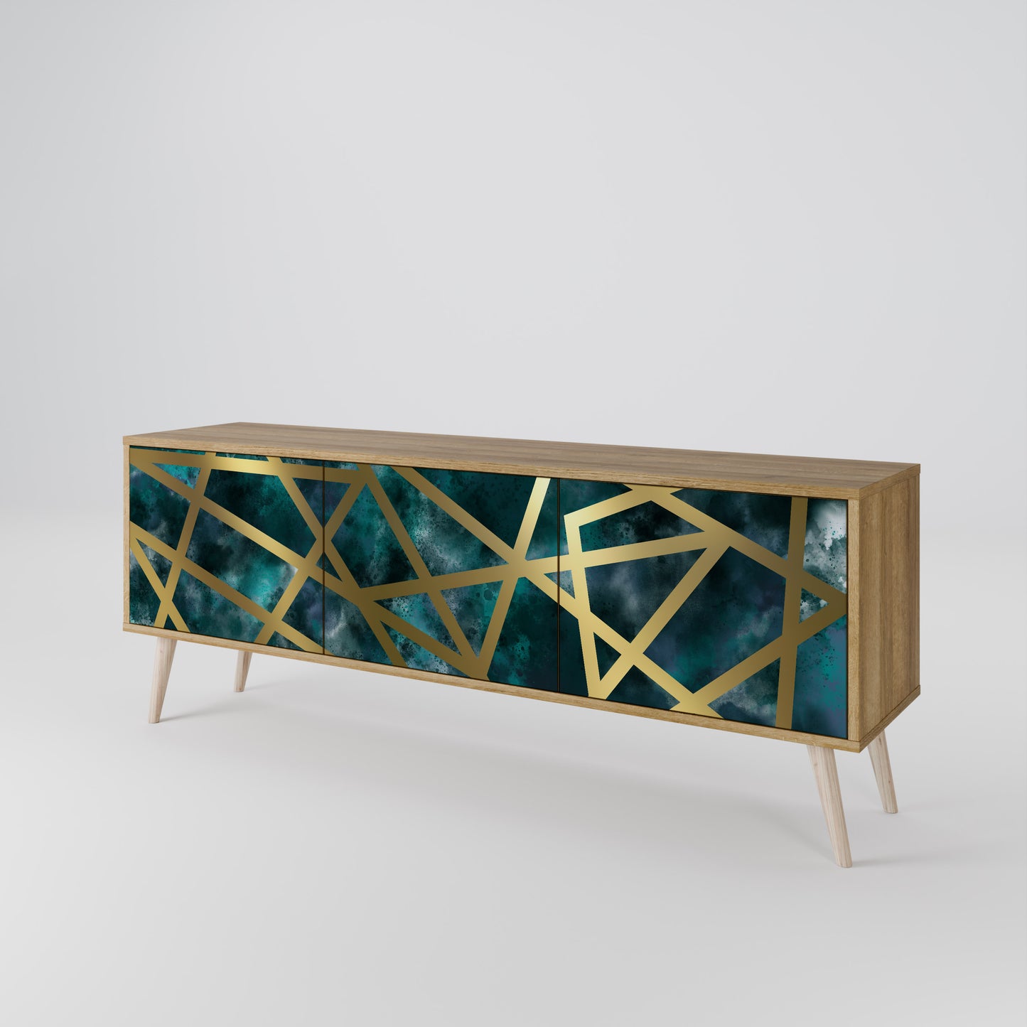 THE LABYRINTH OF GOLD 3-Door TV Stand in Oak Effect