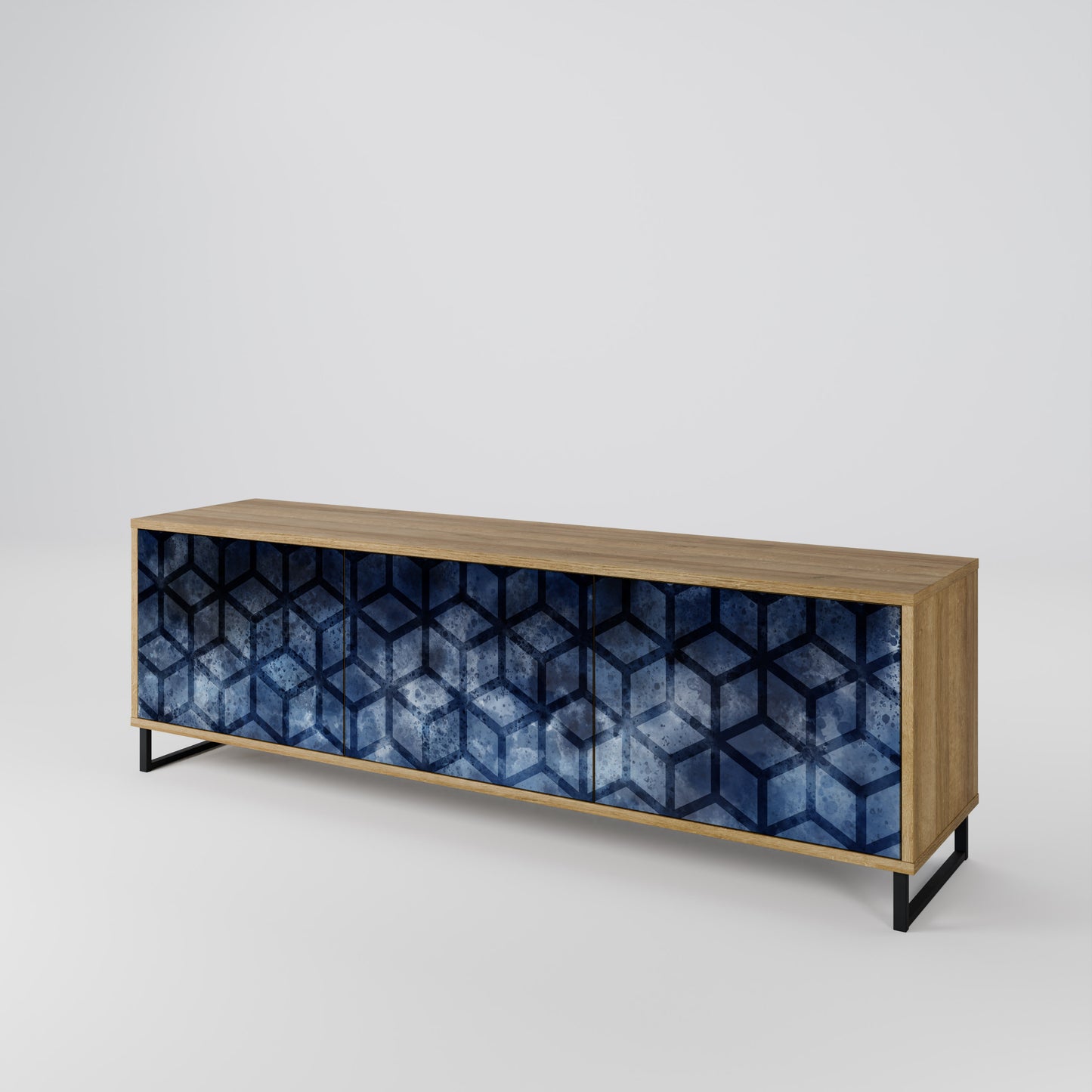 CUBIC MIST 3-Door TV Stand in Oak Effect